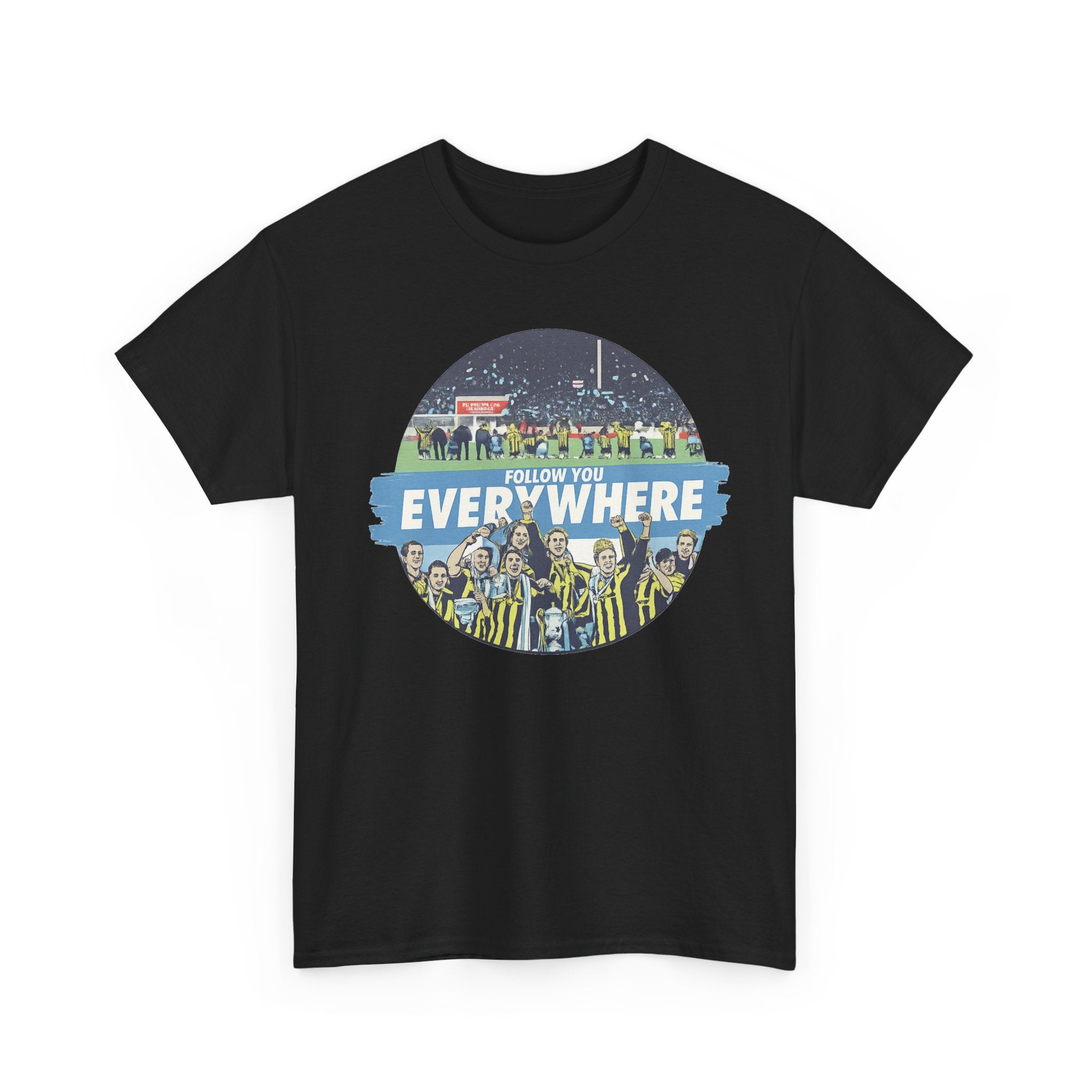 Manchester City Everywhere Soccer Crowd Graphic Tee — 'Follow You Everywhere' Fan Shirt