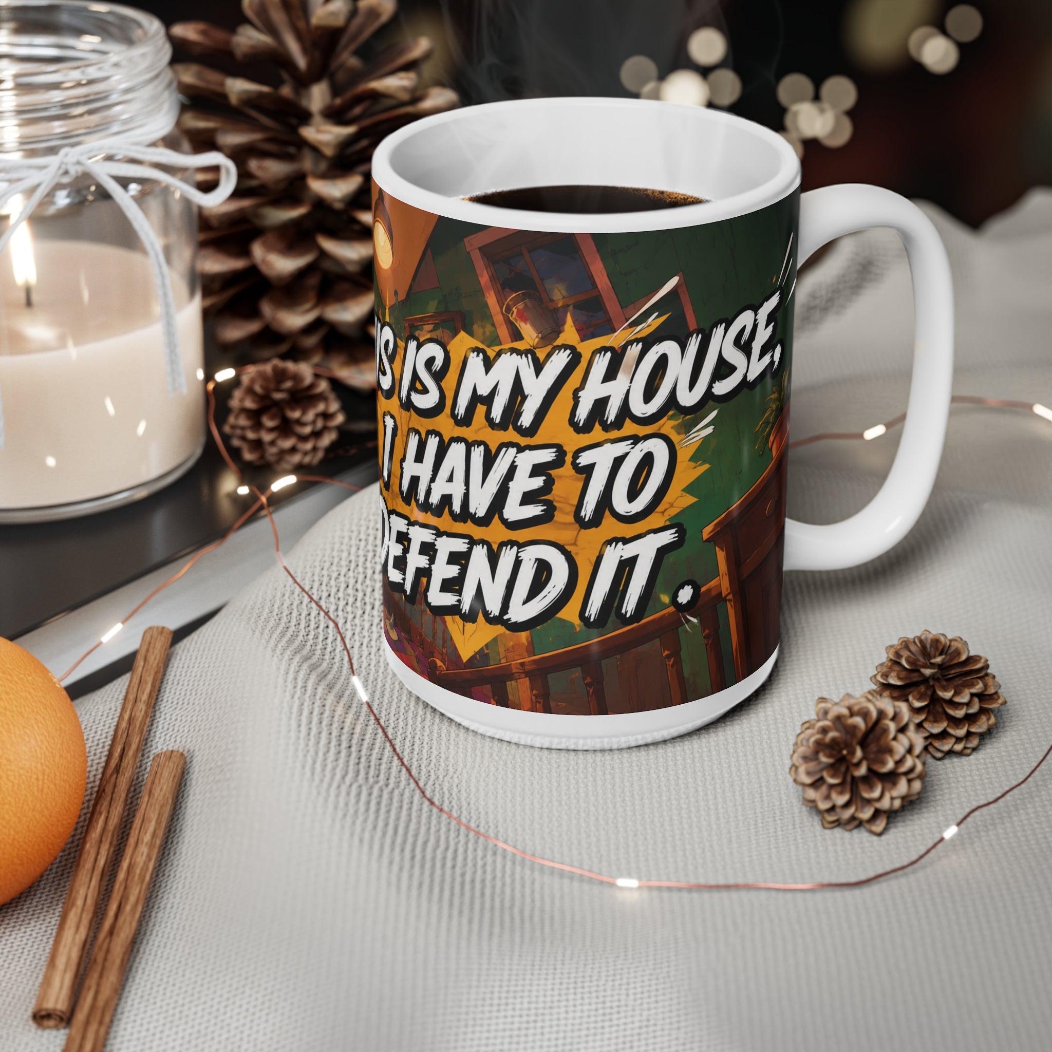 Home Alone Inspired Anime Coffee Mug — "This Is My Cozy Face, I Have Defended" 11oz & 15oz Ceramic