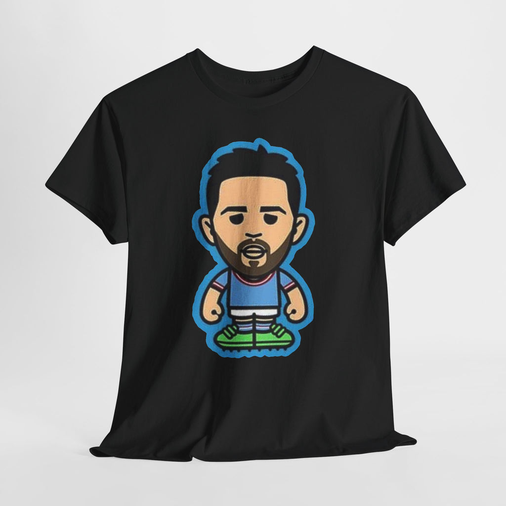 Bernardo Silva Manchester City Legend Graphic Tee — Player Cartoon Front & Tribute Poster Back