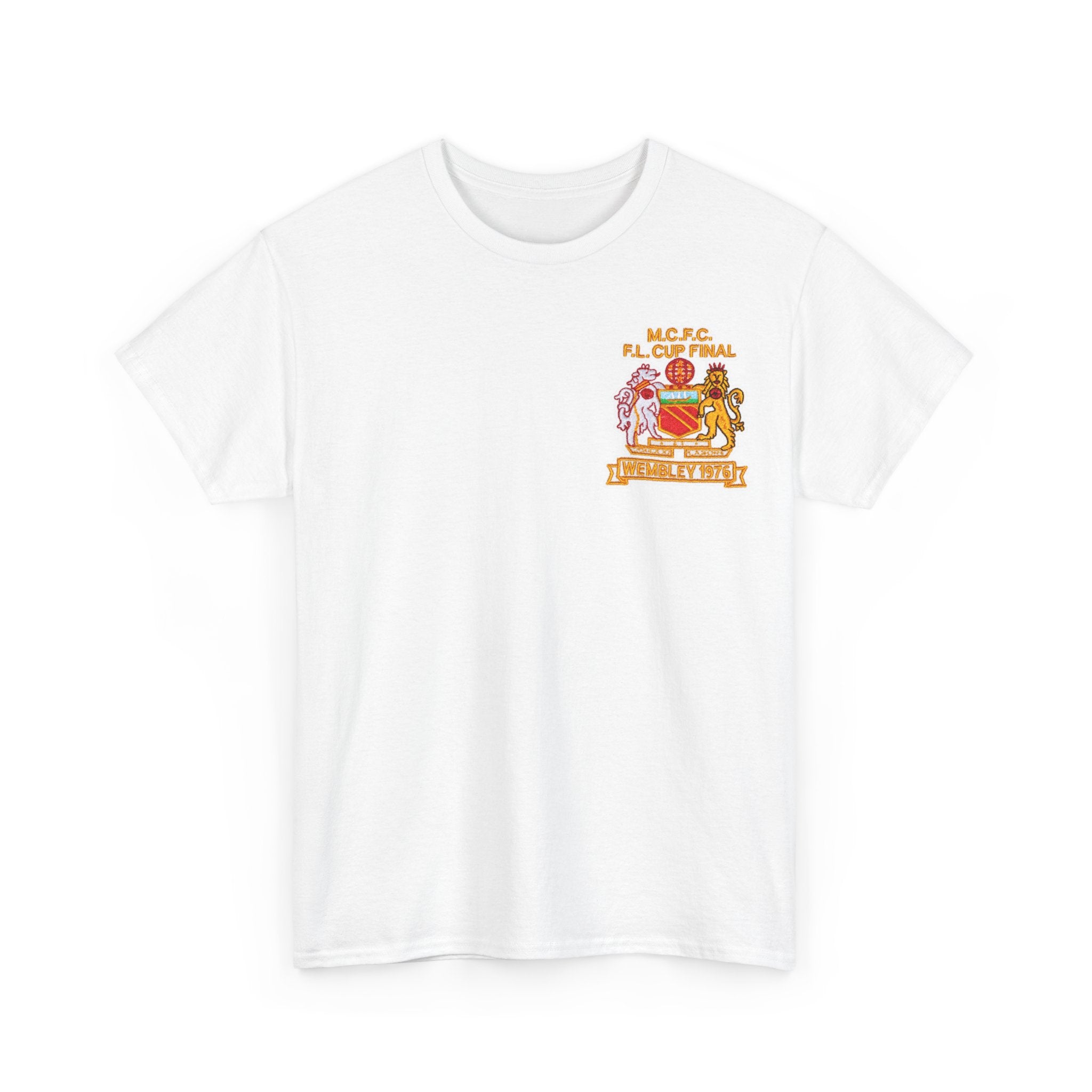 Manchester City 1976 League Cup Final Crest Cotton T‑Shirt — Vintage Football Fan Tee