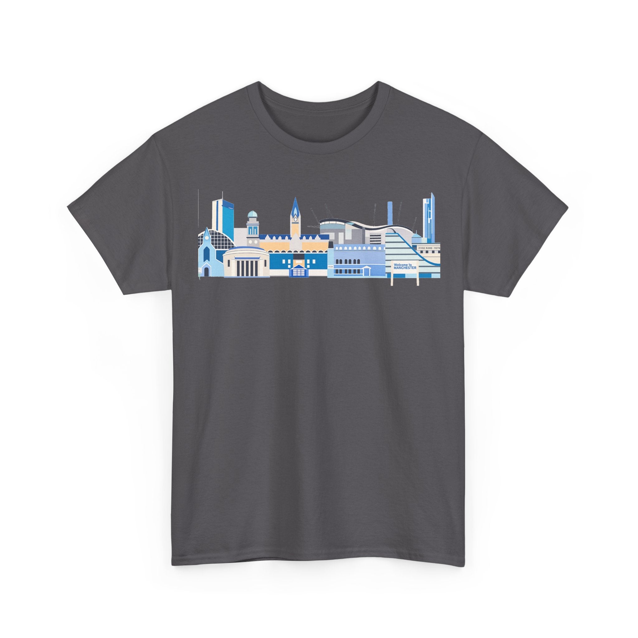 Manchester City Skyline Tee — Minimal Blue Urban Landscape T‑Shirt