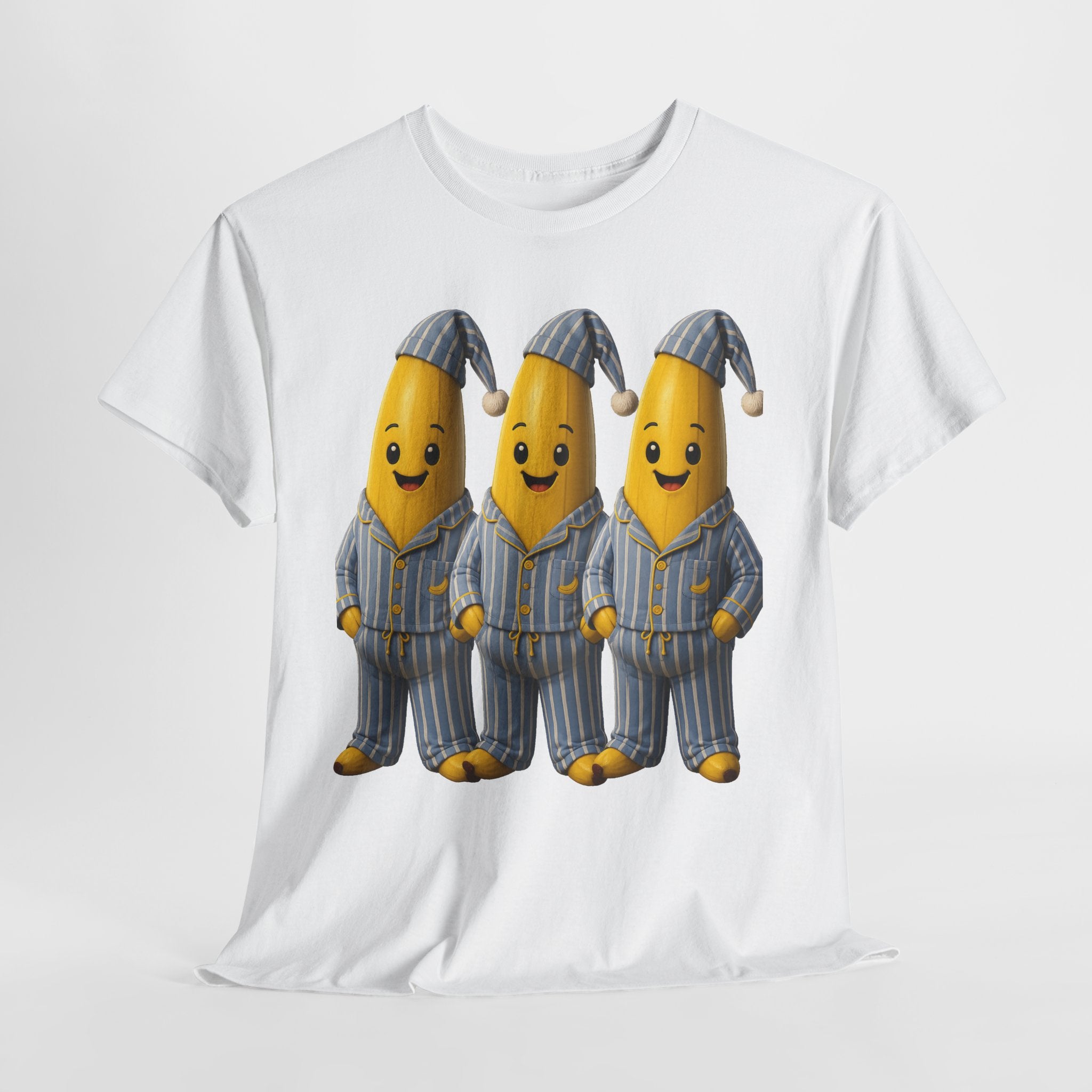 Bananas in Pyjamas – Three Smiling Bananas in Striped Pajamas Graphic T-Shirt