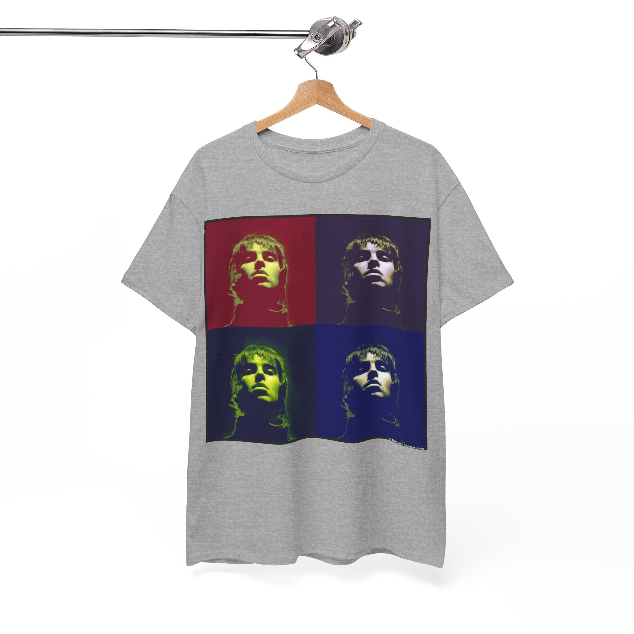 Liam Gallagher Oasis Pop Art Portrait T-Shirt - Retro Color Block Music Icon Tee