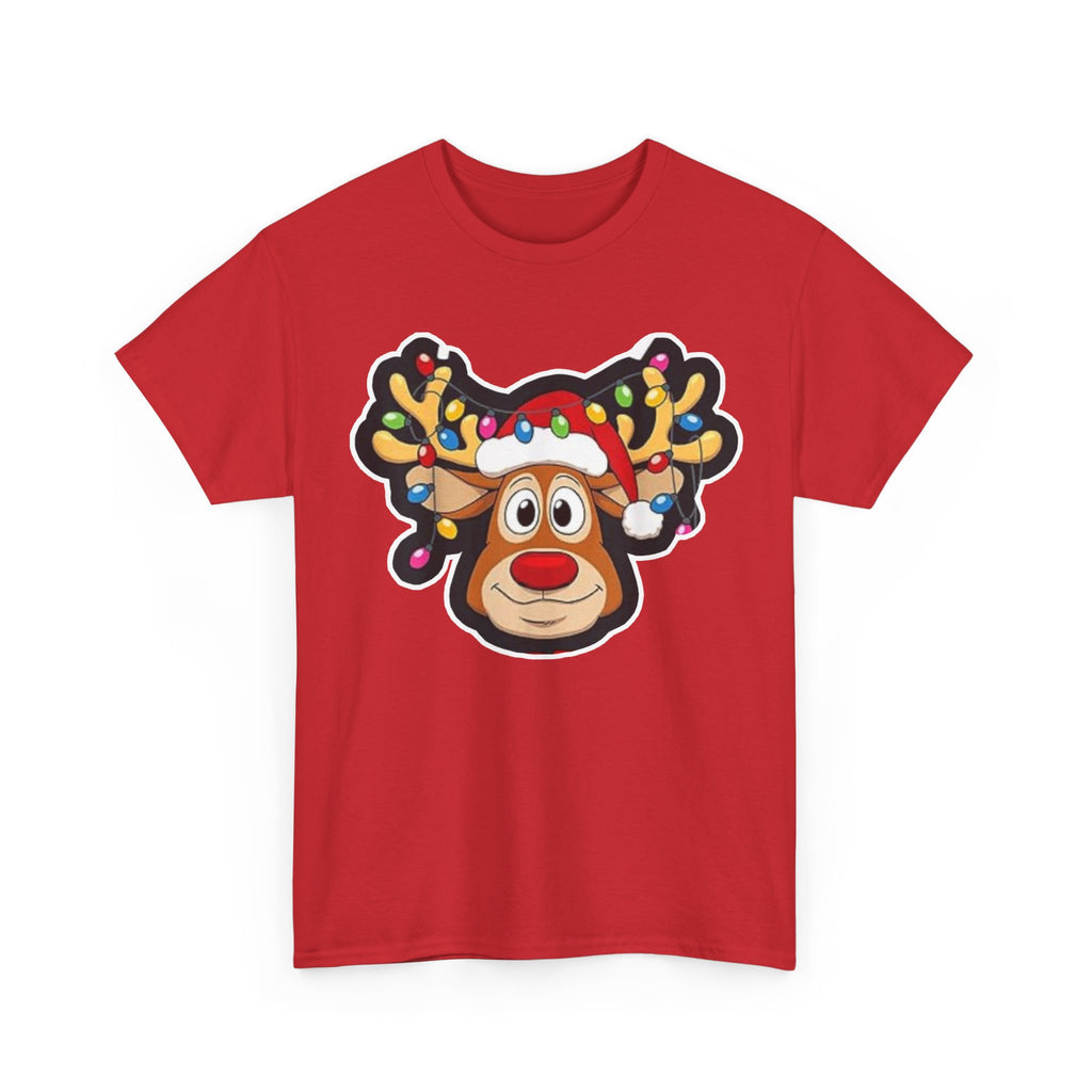Christmas Reindeer Tee – Festive Rudolph with Lighted Antlers Holiday Shirt