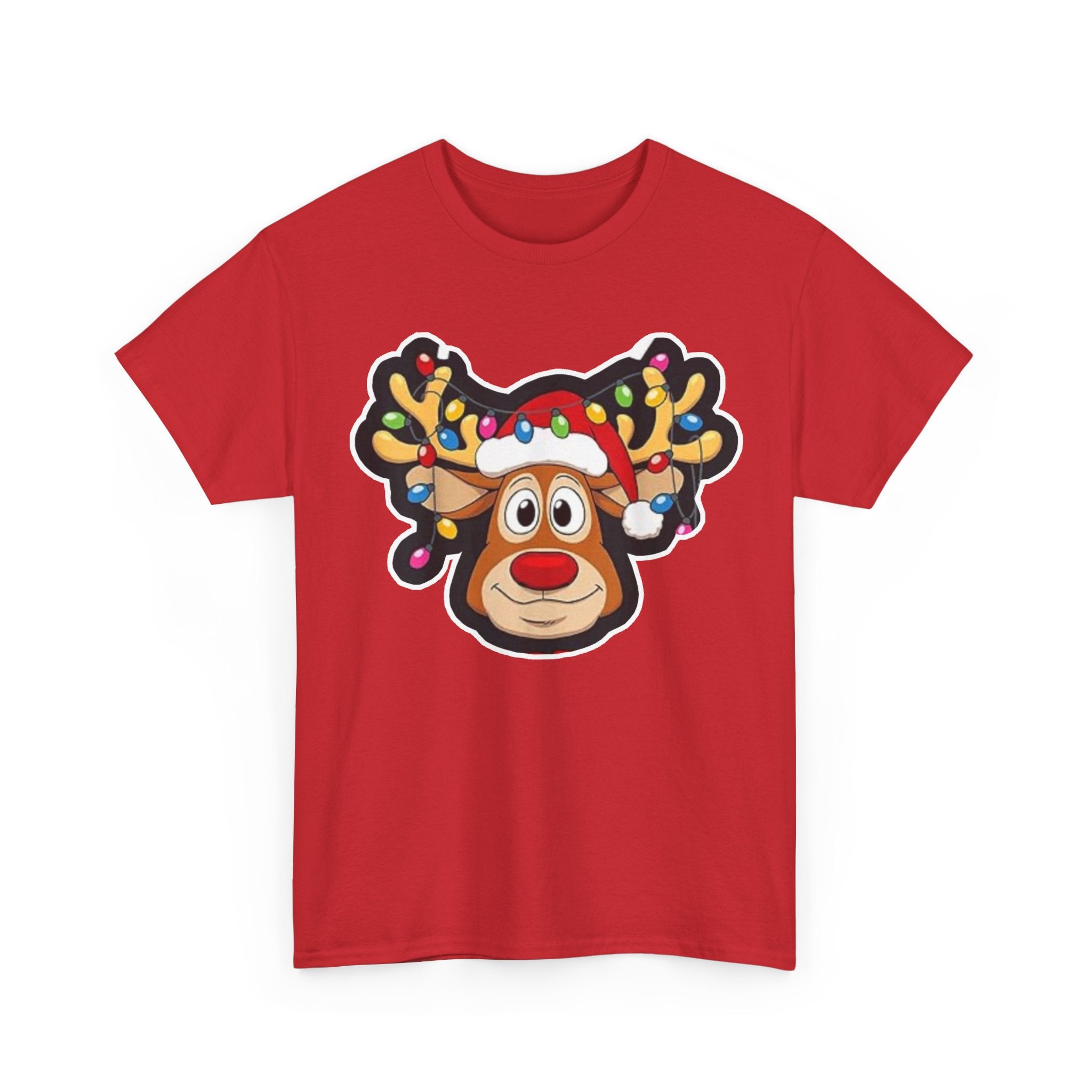 Christmas Reindeer Tee – Festive Rudolph with Lighted Antlers Holiday Shirt