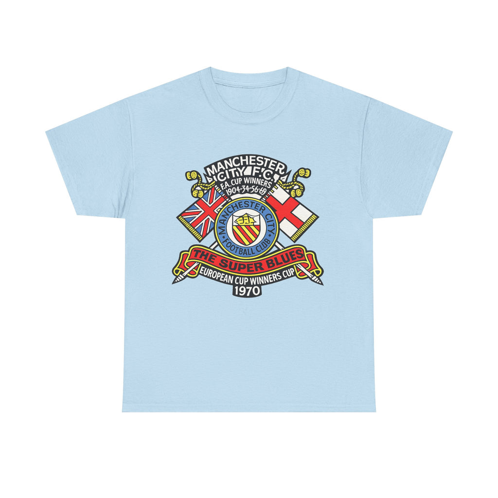 Manchester City Vintage Crest Tee — 'The Super Blues' 1970 European Cup Winners
