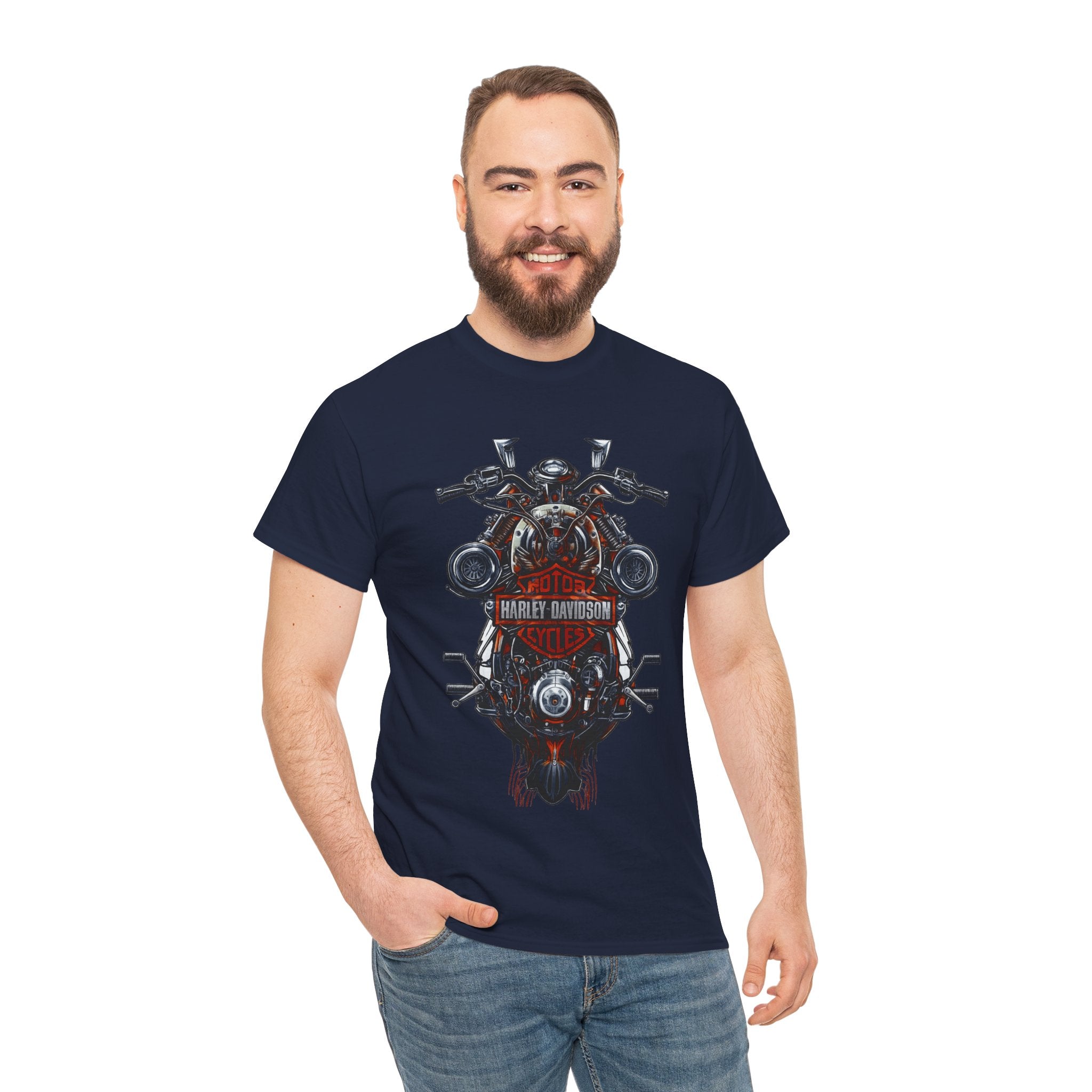Harley Motorcycle Engine Skull T‑Shirt — Vintage Harley Style Biker Tee
