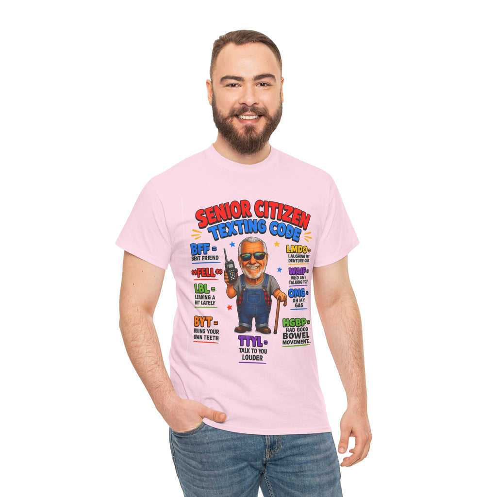 Senior Citizen Texting Code T-Shirt — Funny Grandpa Grandma Retirement Gift