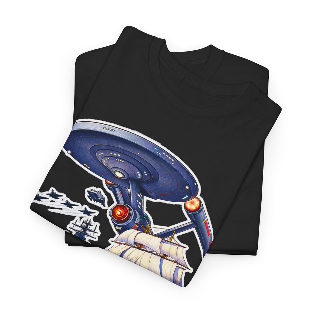 Nautical Starship Called Enterprise T-Shirt — Vintage Sailing Ship Meets Spaceship Graphic Tee