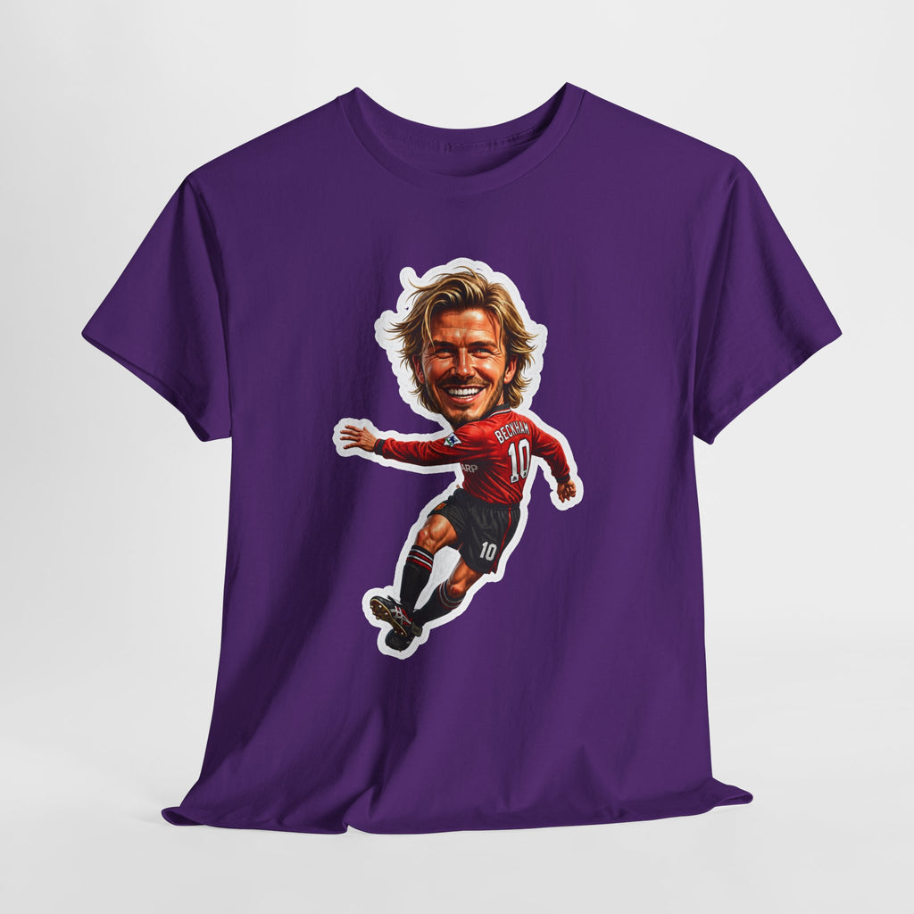 Beckham Caricature Cotton T-Shirt — Retro Football Player Graphic Tee
