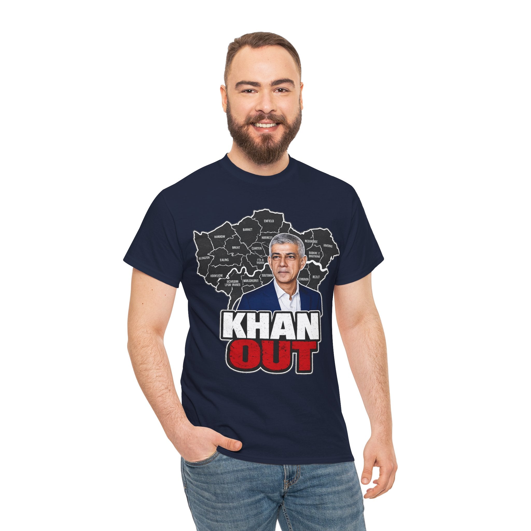 Sadiq Khan Out" Political Protest Tee with Sadiq Khan Graphic T-Shirt