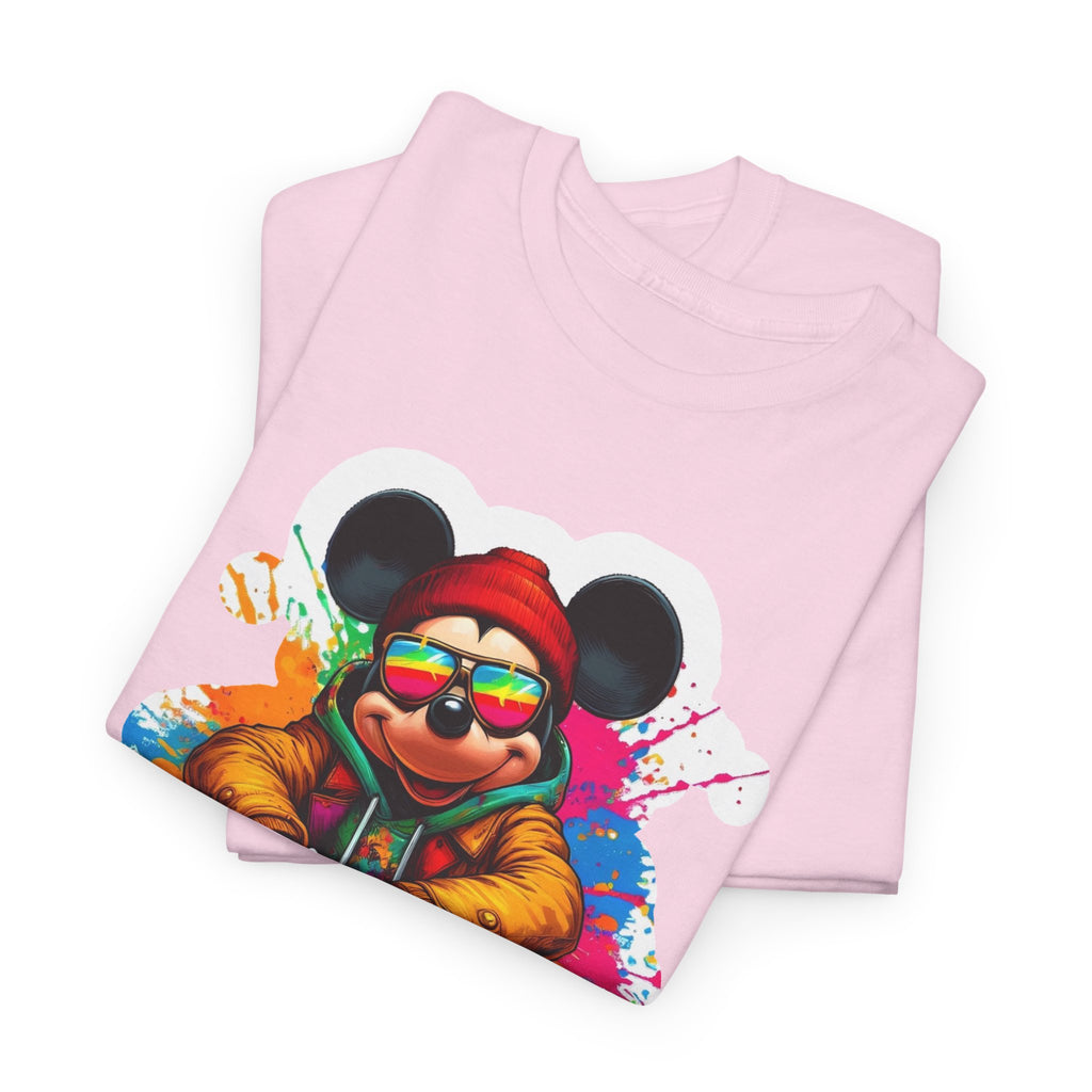 Streetwear Mouse Graphic Tee — Colorful Urban Hip-Hop Cartoon Shirt