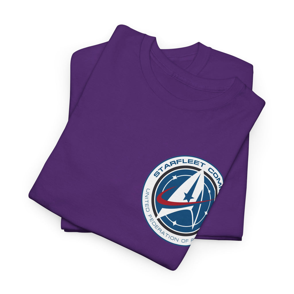 Starfleet Command Crew Logo Cotton T‑Shirt — Retro Rocket Emblem Tee