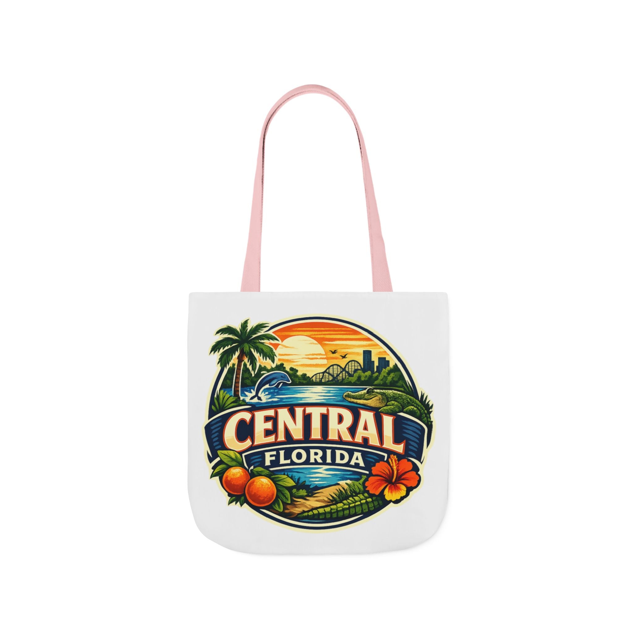 Central Florida Canvas Tote Bag — Vintage Sunset Palm Beach Market Tote
