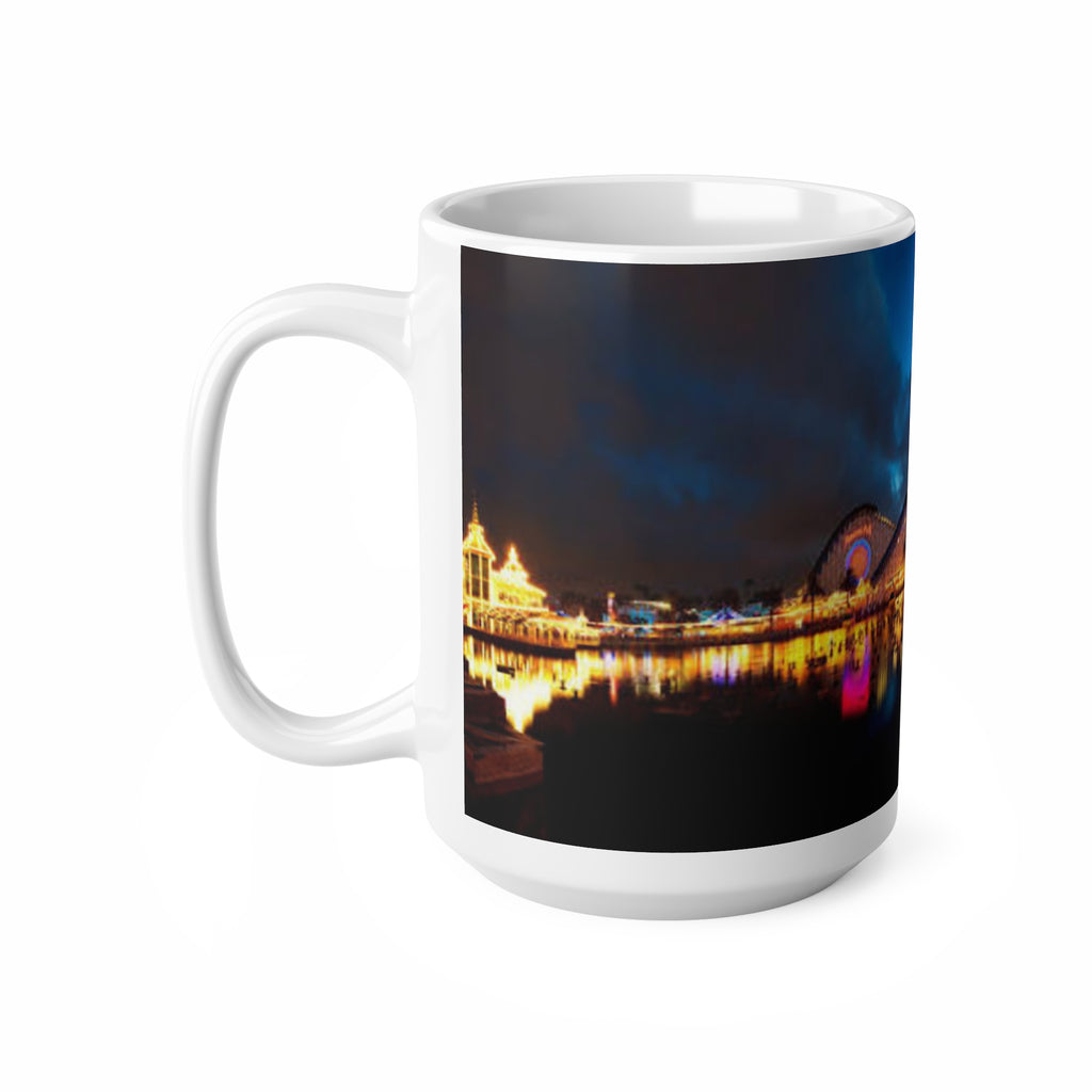 Disneyland Nighttime Theme Park Ferris Wheel Mug — Colorful Reflection Ceramic Coffee Cup (11oz/15oz)