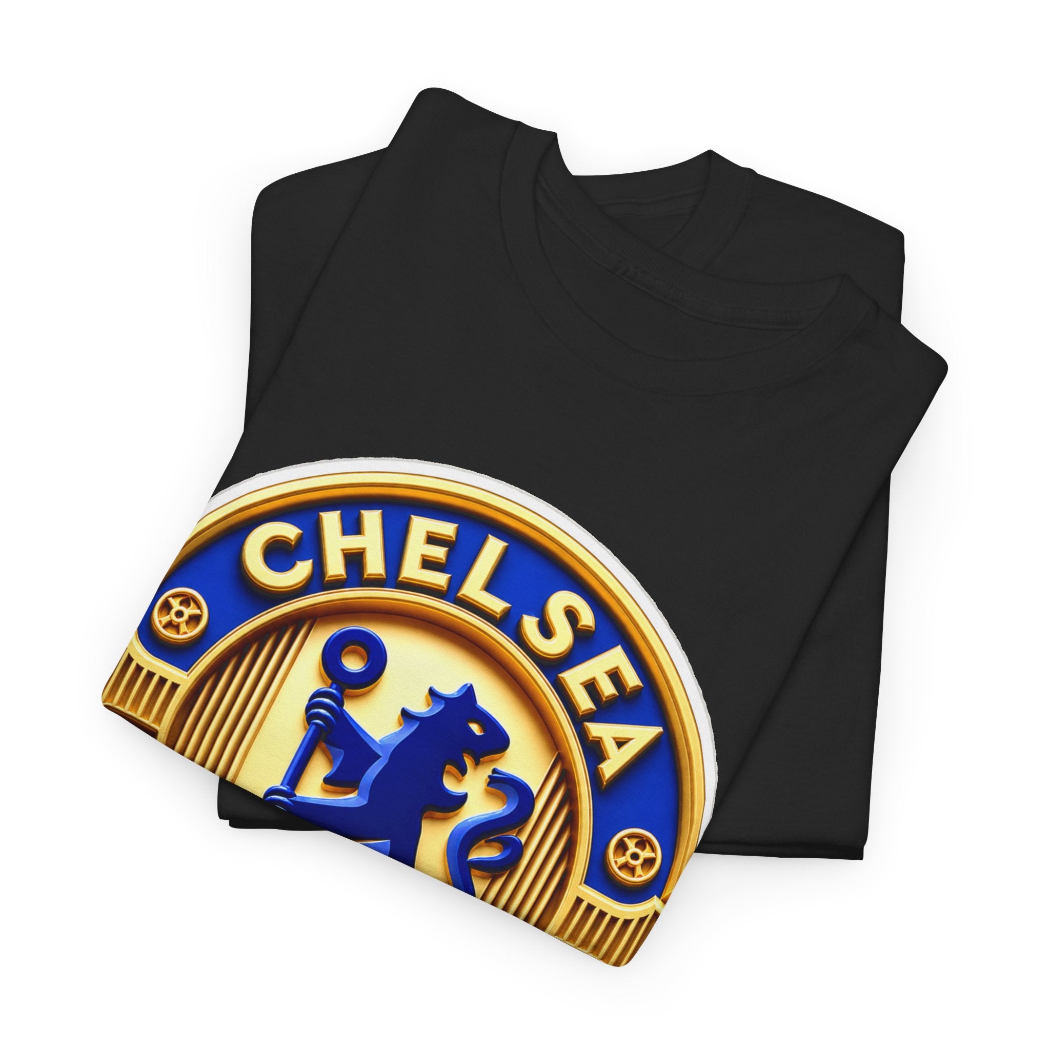 Chelsea Football Club Crest Tee — Retro Blue & Gold Soccer Emblem T-Shirt