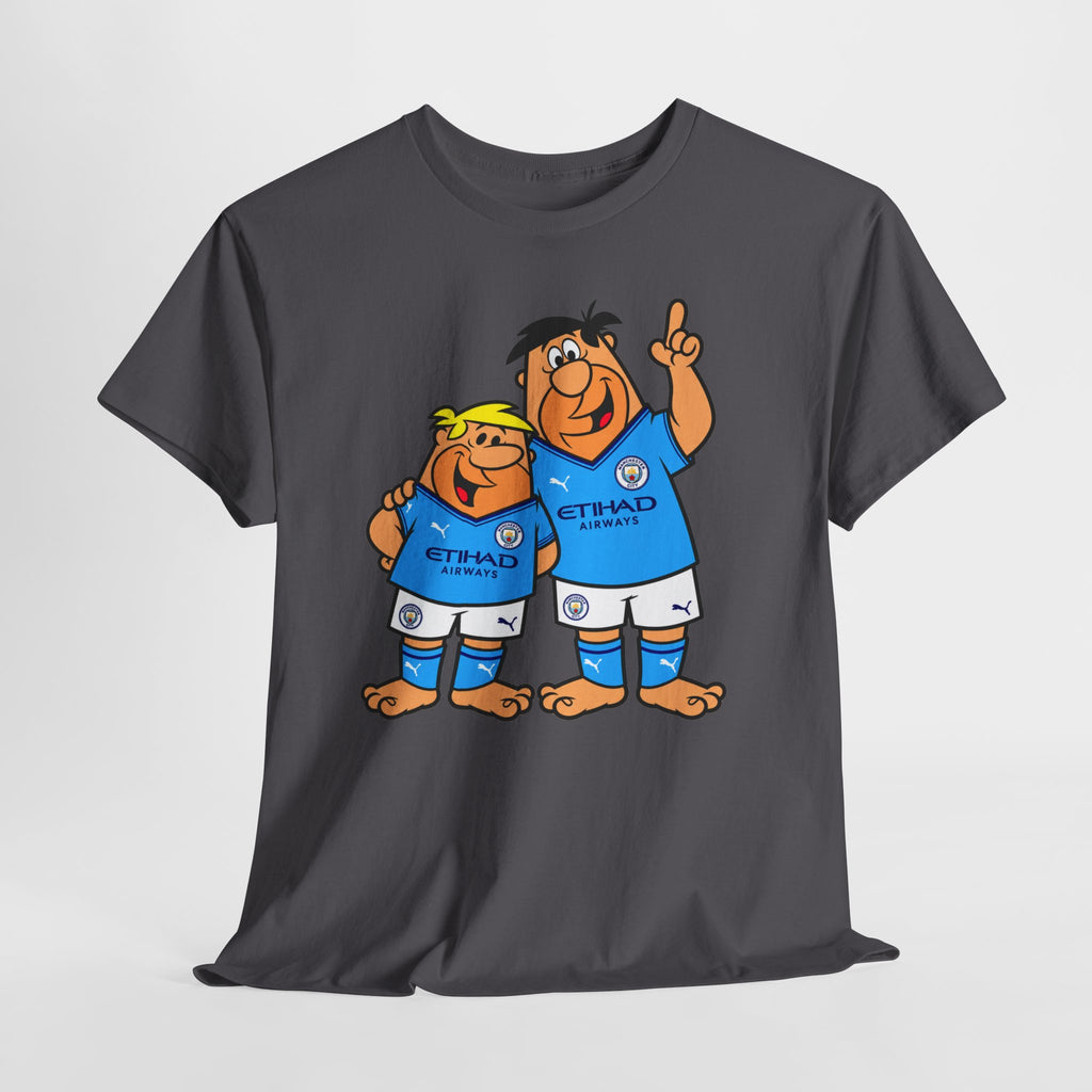 Manchester City The Flintstones Etihad Airways Cartoon Cotton T-Shirt