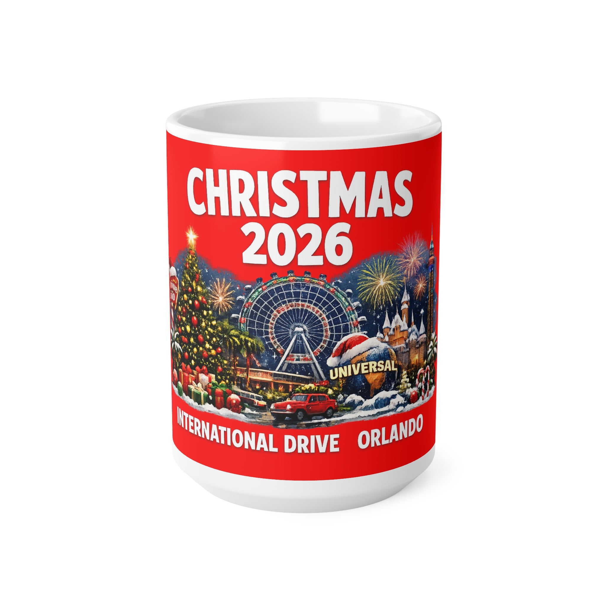 Christmas 2026 Orlando Souvenir Coffee Mug — International Drive Holiday Ceramic Cup (11oz/15oz)