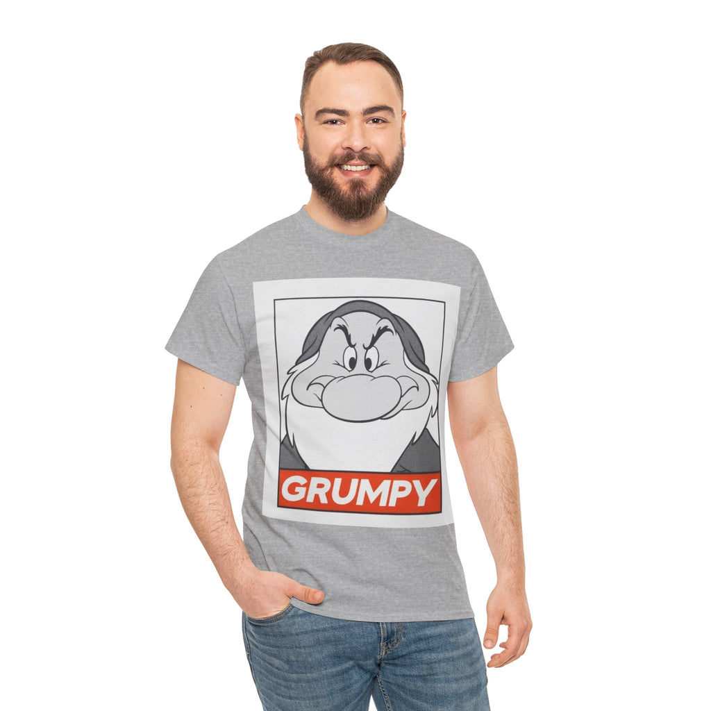 Grumpy Dwarf Graphic Tee — Vintage Cartoon Face "GRUMPY" Shirt