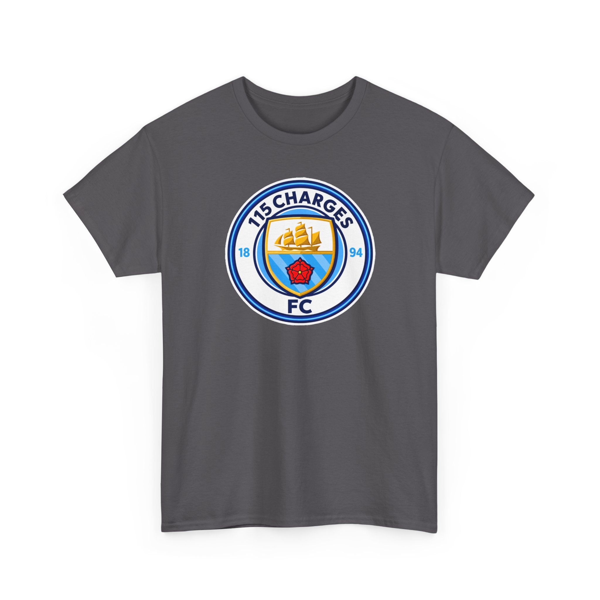 115 Charges FC Crest Cotton Tee — Vintage Blue Club Logo T-Shirt