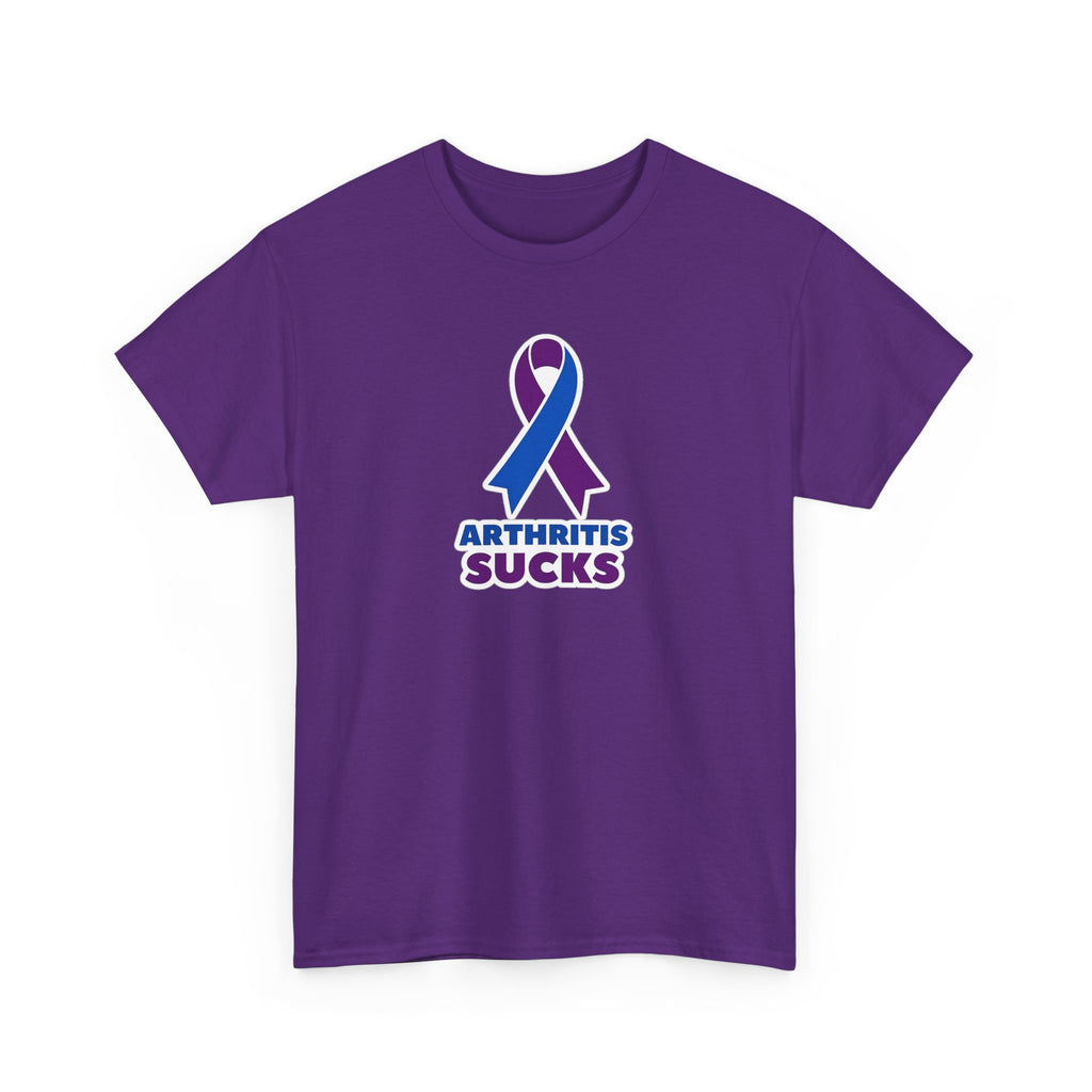 Arthritis Sucks Awareness T-Shirt — Purple & Blue Ribbon Support Tee