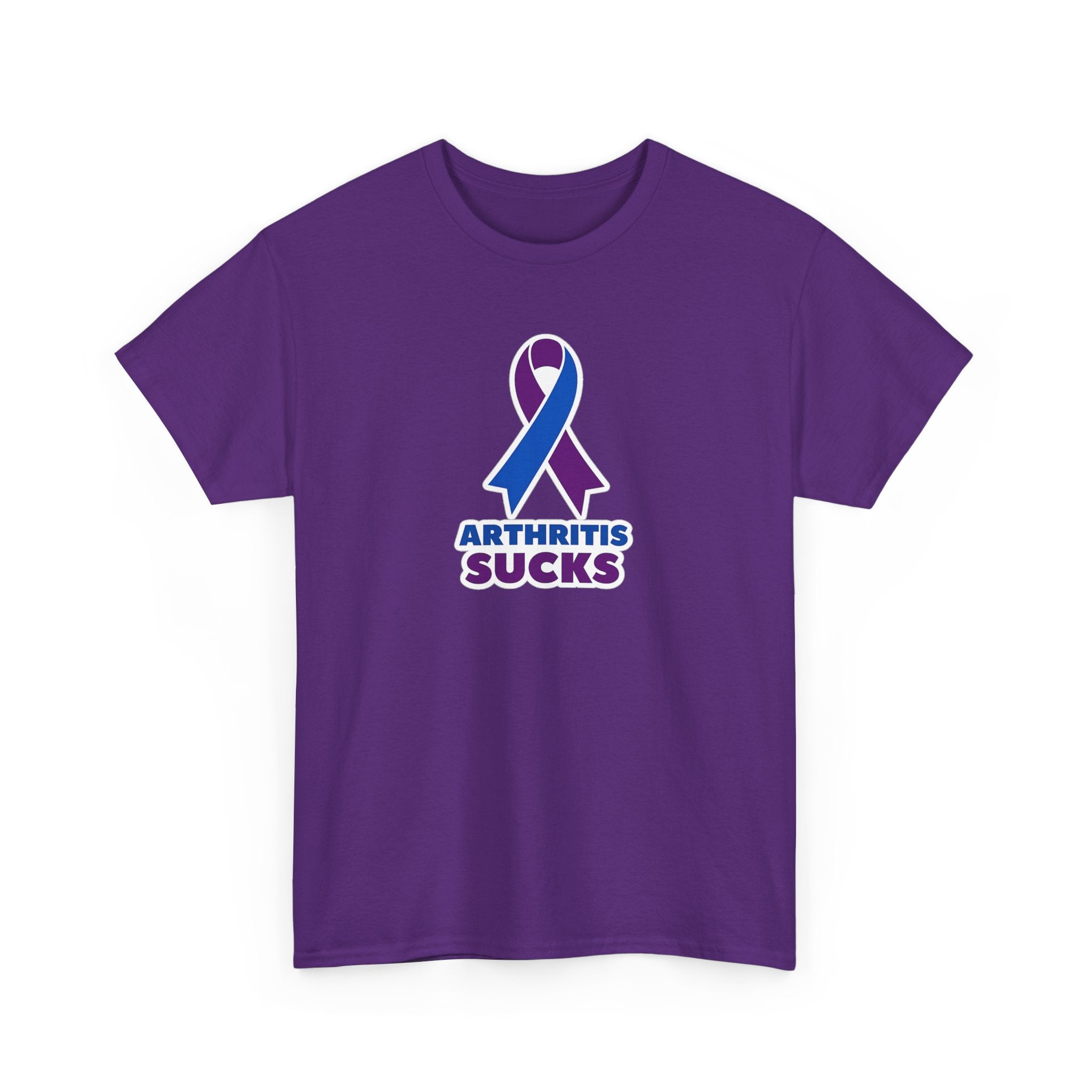 Arthritis Sucks Awareness T-Shirt — Purple & Blue Ribbon Support Tee