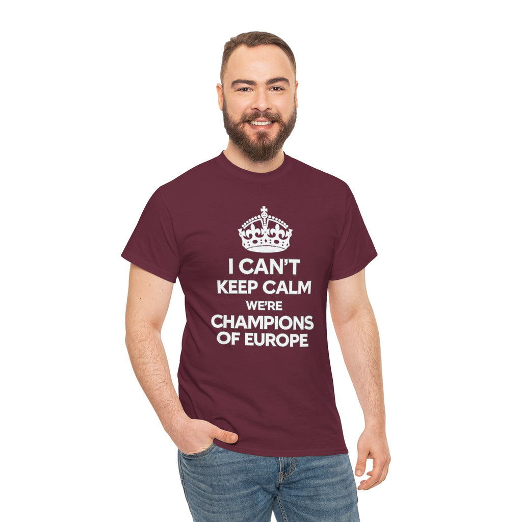 Champions of Europe T‑Shirt — "I Can't Keep Calm, We're Champions of Europe" Soccer Fan Tee