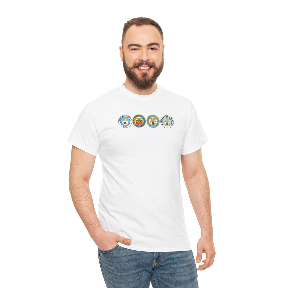 Man City Retro Crest Inspired Cotton T-Shirt