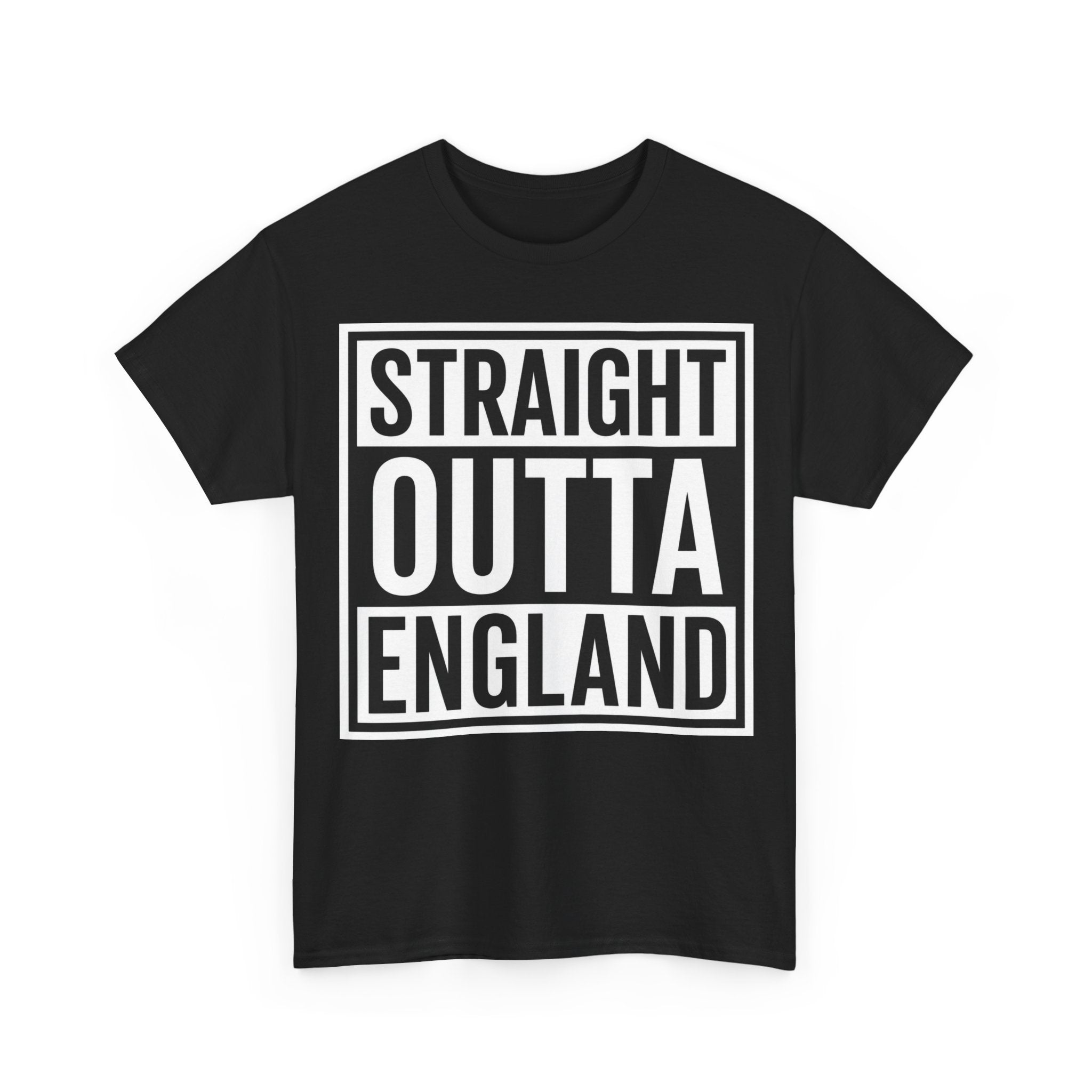 Straight Outta England T-Shirt — Bold Black Typography Tee for Brits & Expats