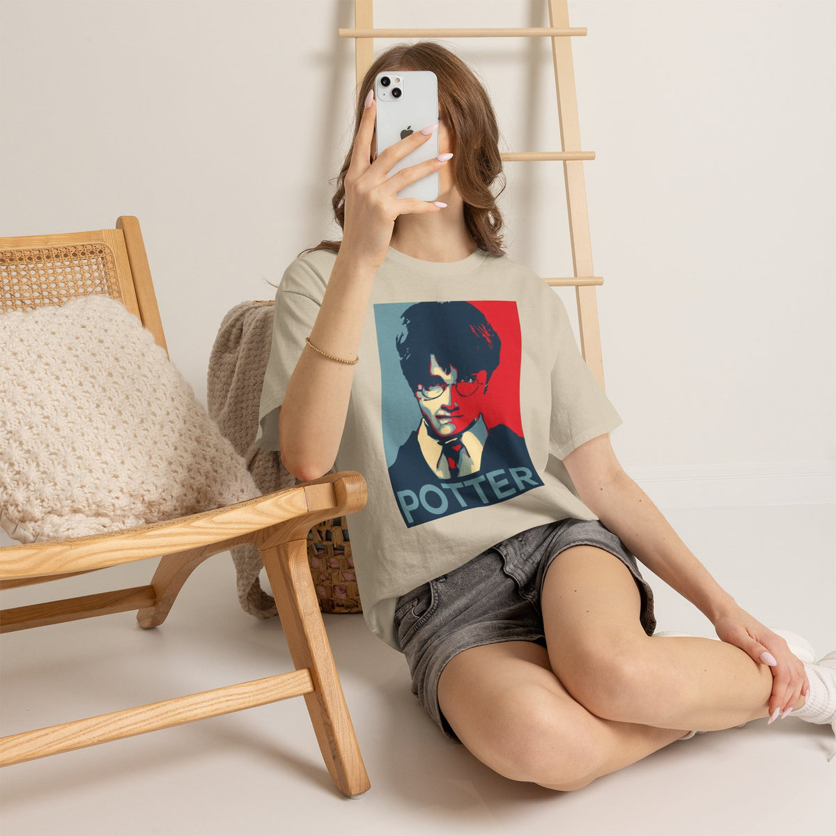 Harry Potter Inspired Vintage Wizard Portrait Cotton T‑Shirt — 'Potter' Graphic Tee