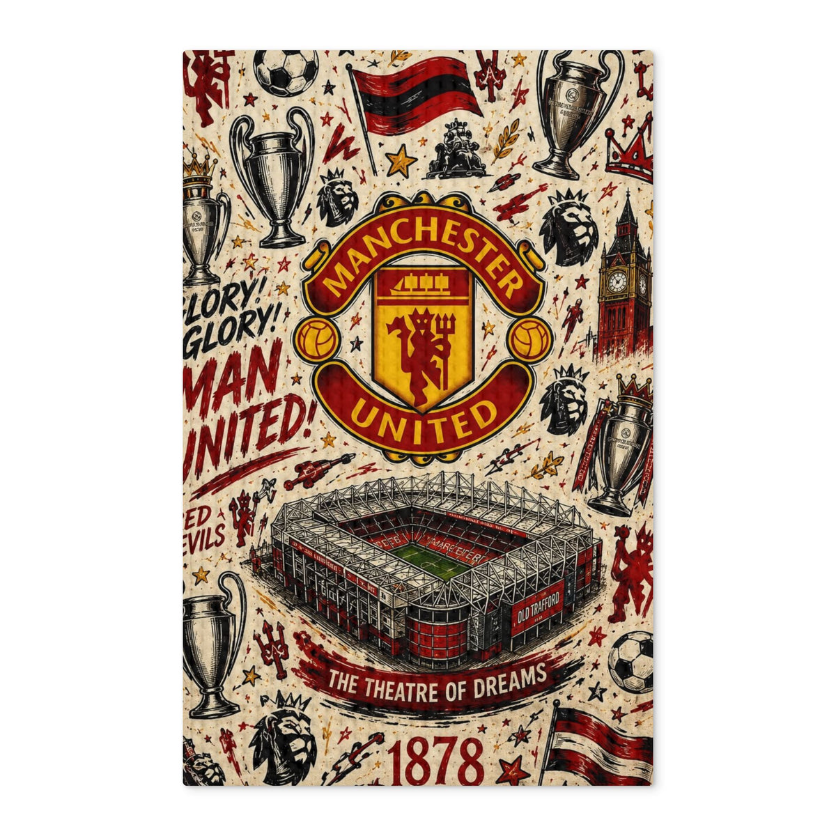 Manchester United Waffle Tea Towel – Theatre of Dreams Stadium Design