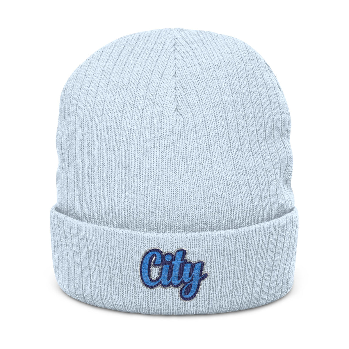 Embroidered 'City' Ribbed Knit Beanie – Cozy Urban Winter Hat