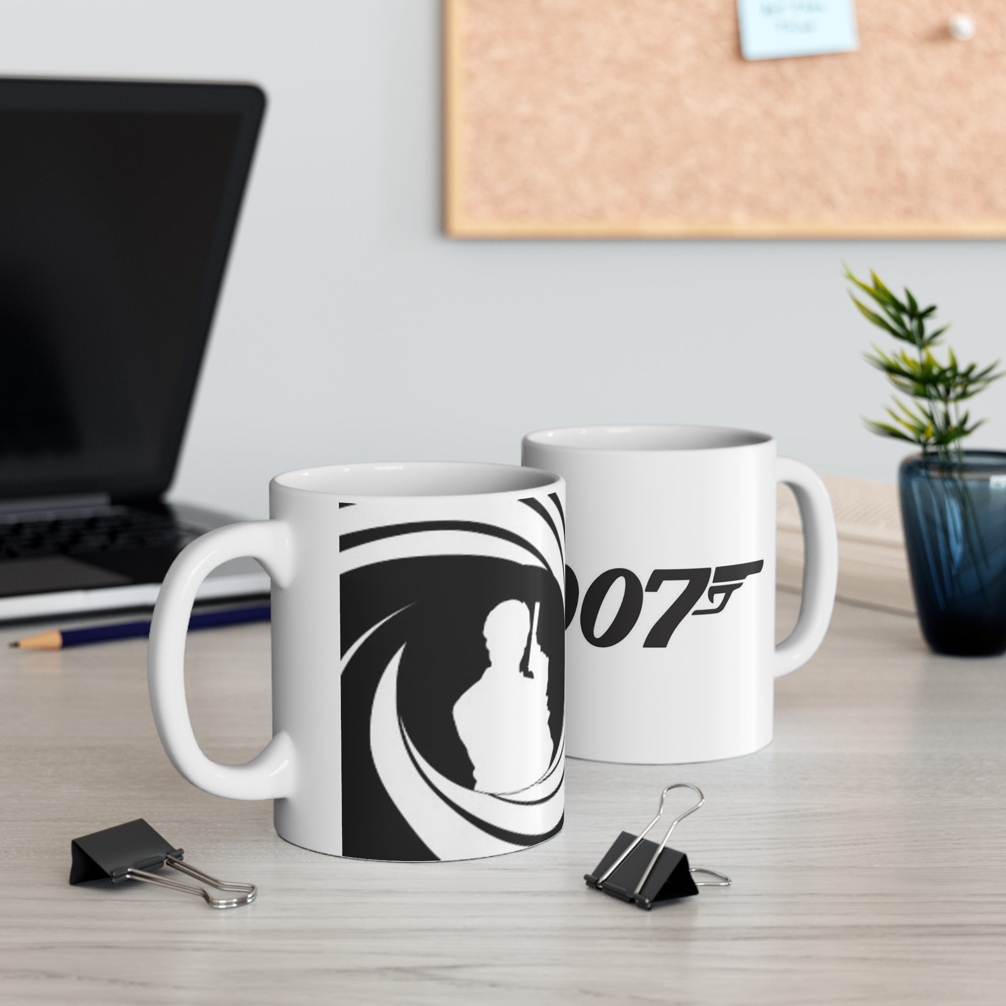 007 Spy Silhouette Mug — James Bond Style Ceramic Coffee Cup (11oz & 15oz)
