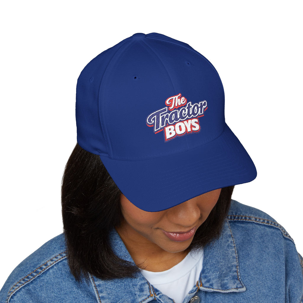 Embroidered 'The Tractor Boys' Structured Cap - Retro Red & Blue Logo