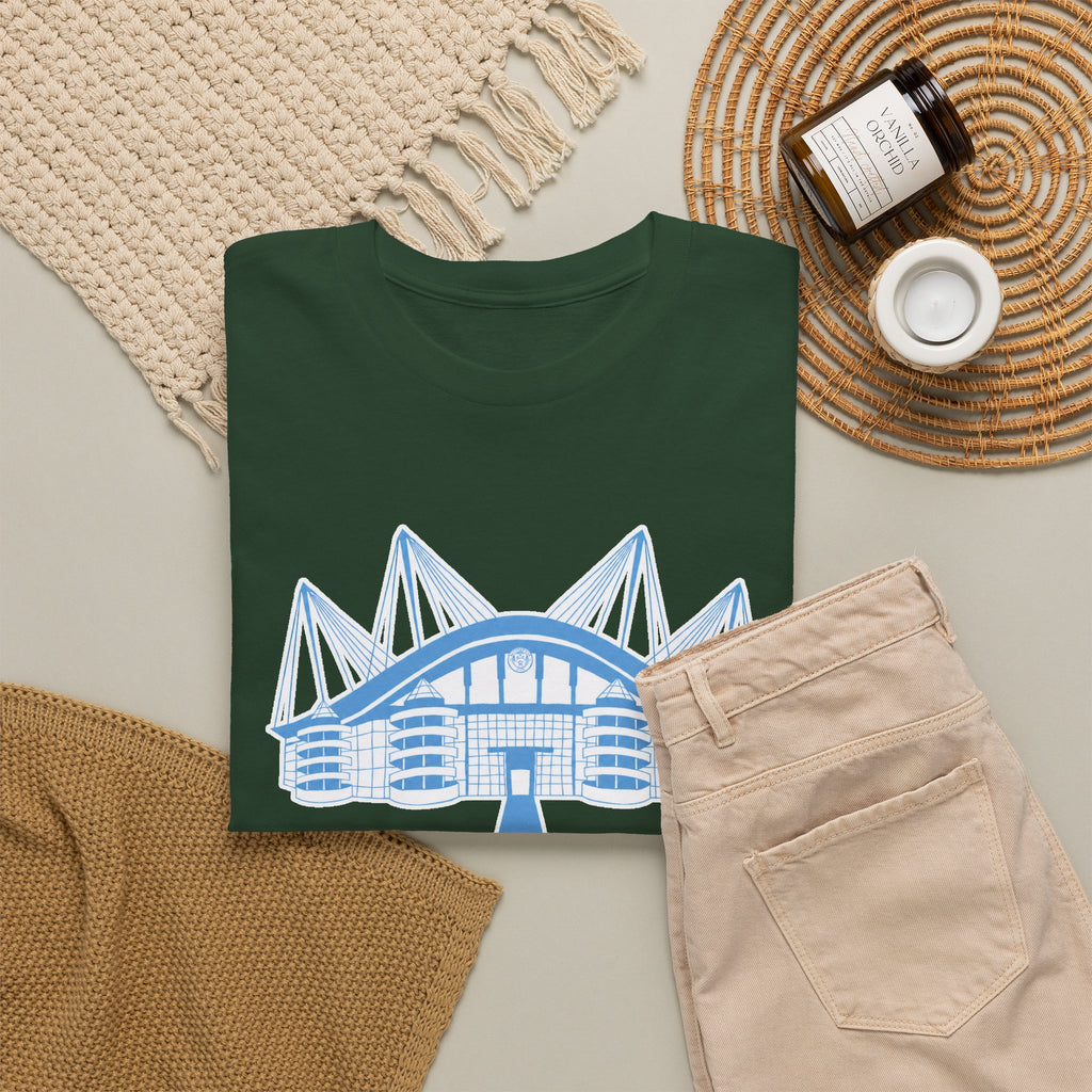 Etihad Stadium Illustration Cotton T-Shirt — Blue Arena Graphic Tee
