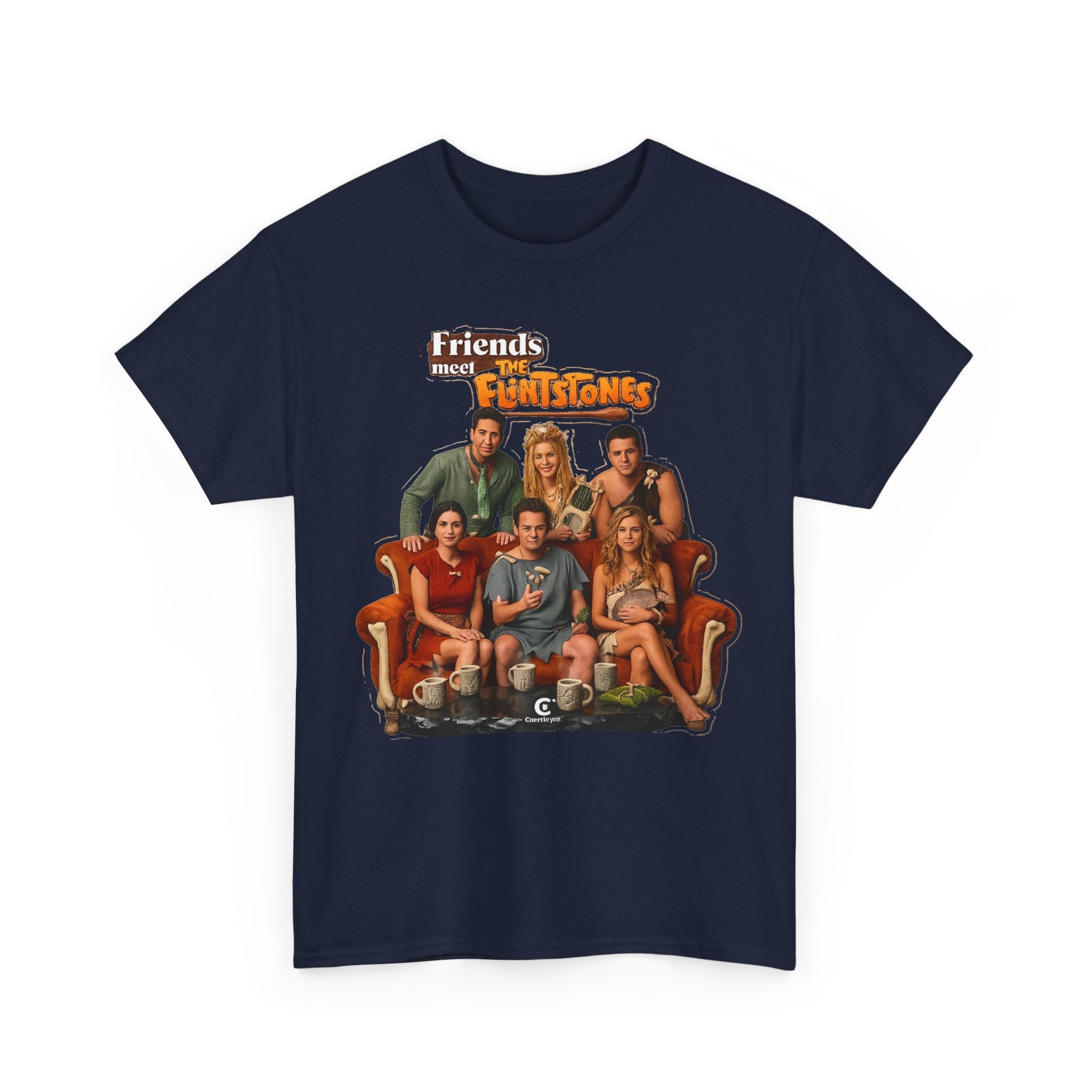 Friends meets the Flintstones TV Sitcom Cast Graphic Tee — 'Friends' Retro Couch Design