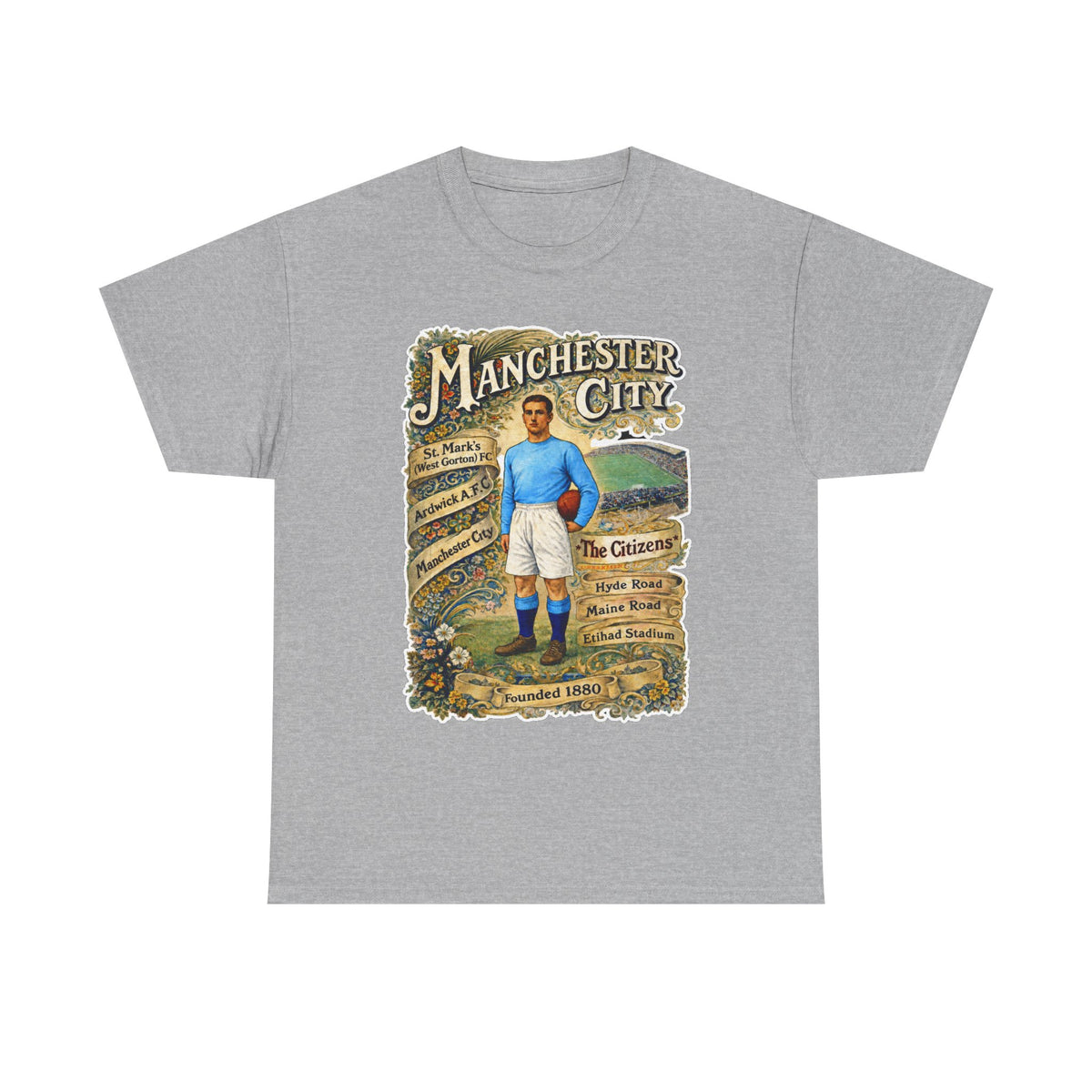Manchester City Vintage Football Tee — Retro Soccer Graphic T-Shirt