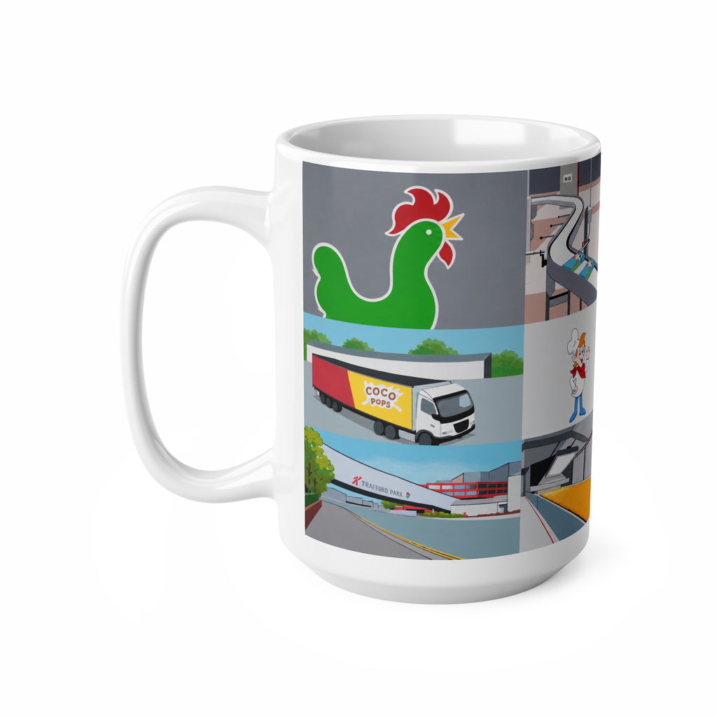Kelloggs Trafford Park Cereal Mascot Collage Mug — 11oz & 15oz Ceramic Coffee Cup