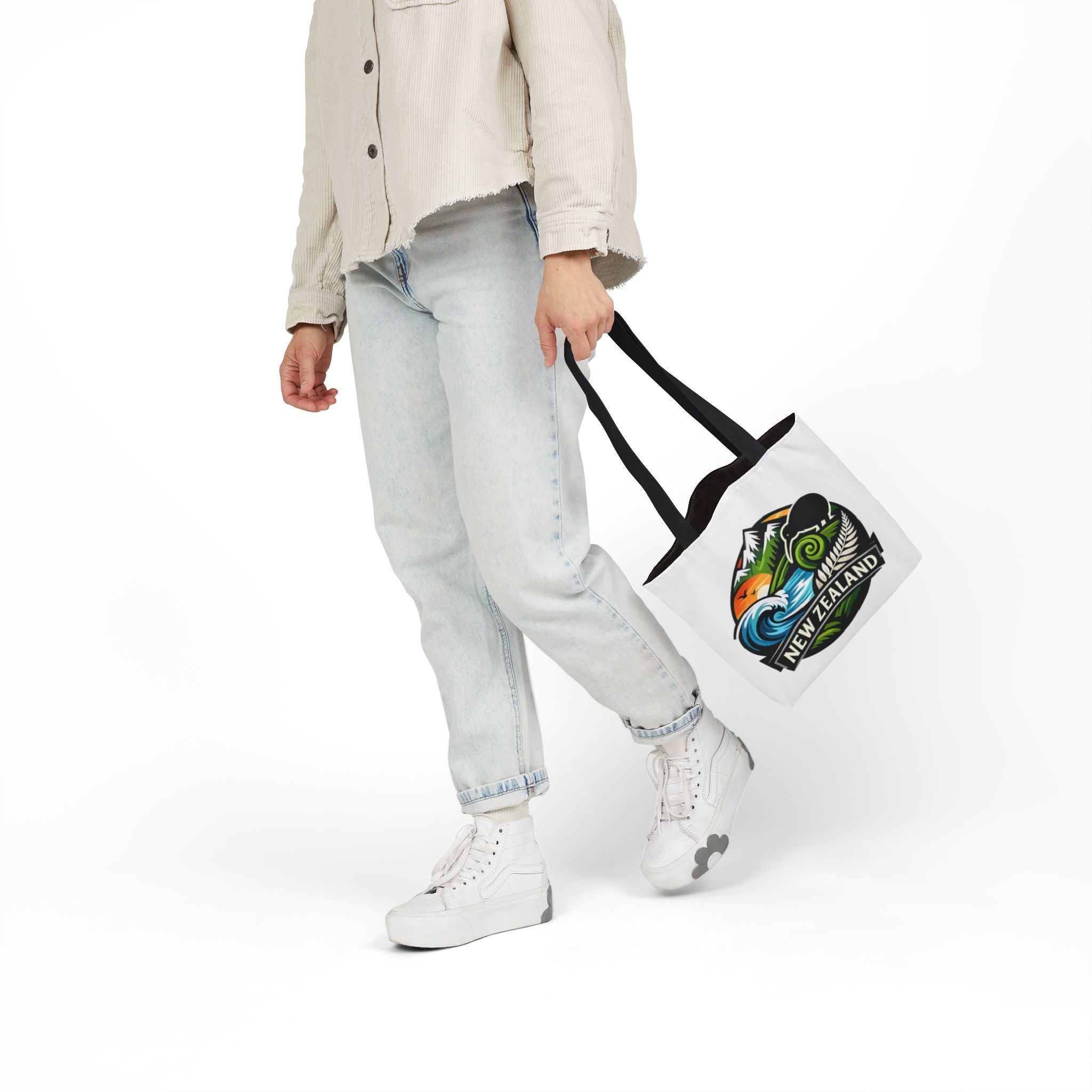 New Zealand Scenic Tote Bag — Kiwi, Mountains & Waves Canvas Tote