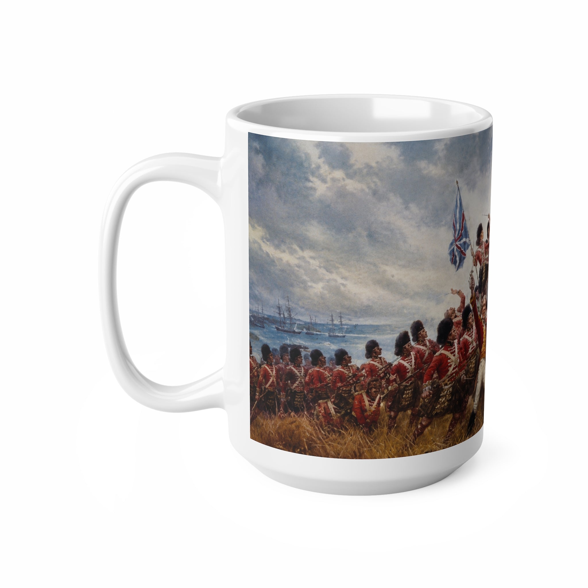 Historical Battle Scene Coffee Mug — Revolutionary War Canvas Wrap (11oz & 15oz)