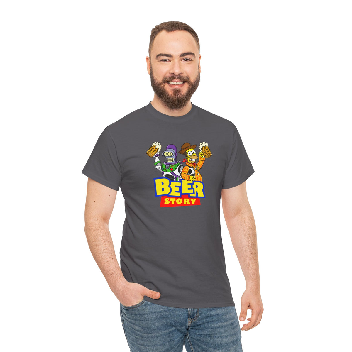 Beer Story T-Shirt — Funny Cartoon Beer Buddies Graphic Tee