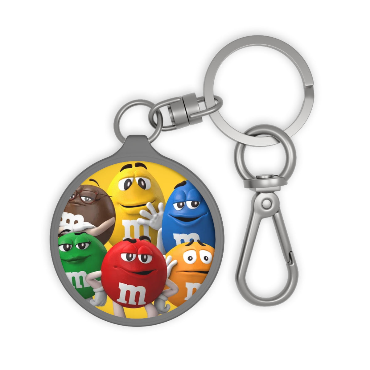 M&M's Characters Round Keychain Tag — Colorful Candy Crew Keyring