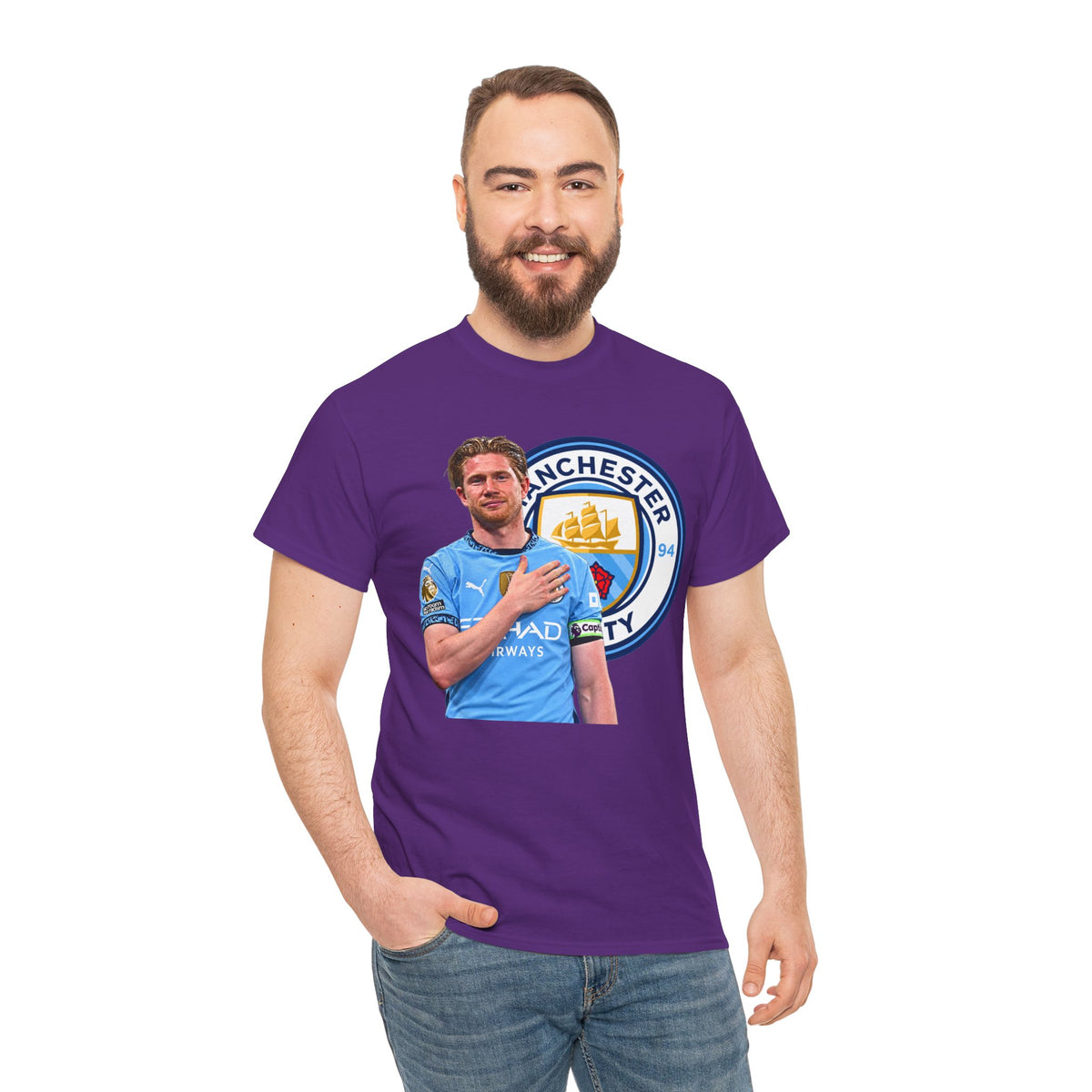 Kevin De Bruyne Manchester City Legend Cotton T-Shirt — Player Tribute Tee (Heart Badge Design)