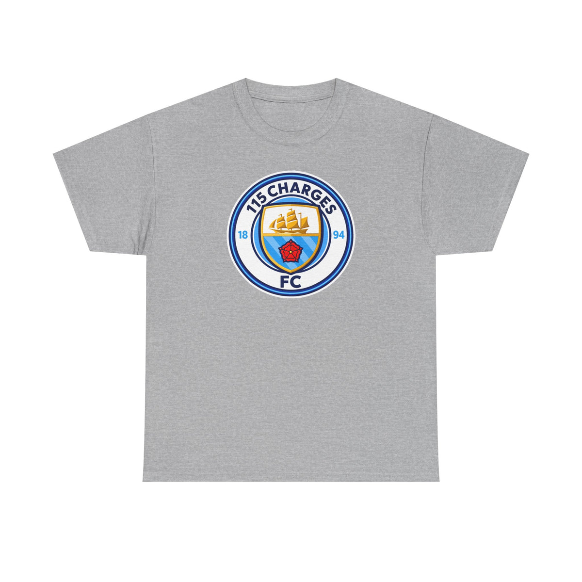 115 Charges FC Crest Cotton Tee — Vintage Blue Club Logo T-Shirt