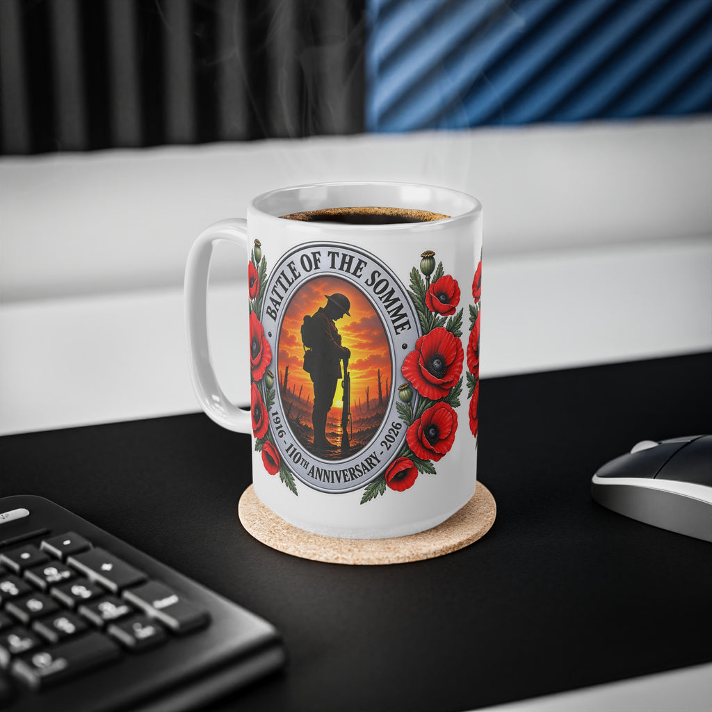Battle of the Somme Poppy Memorial Mug — 11oz & 15oz Ceramic Coffee Cup
