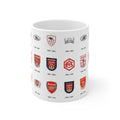 Arsenal Crest Evolution Coffee Mug — Timeline of Club Crests, 11oz & 15oz