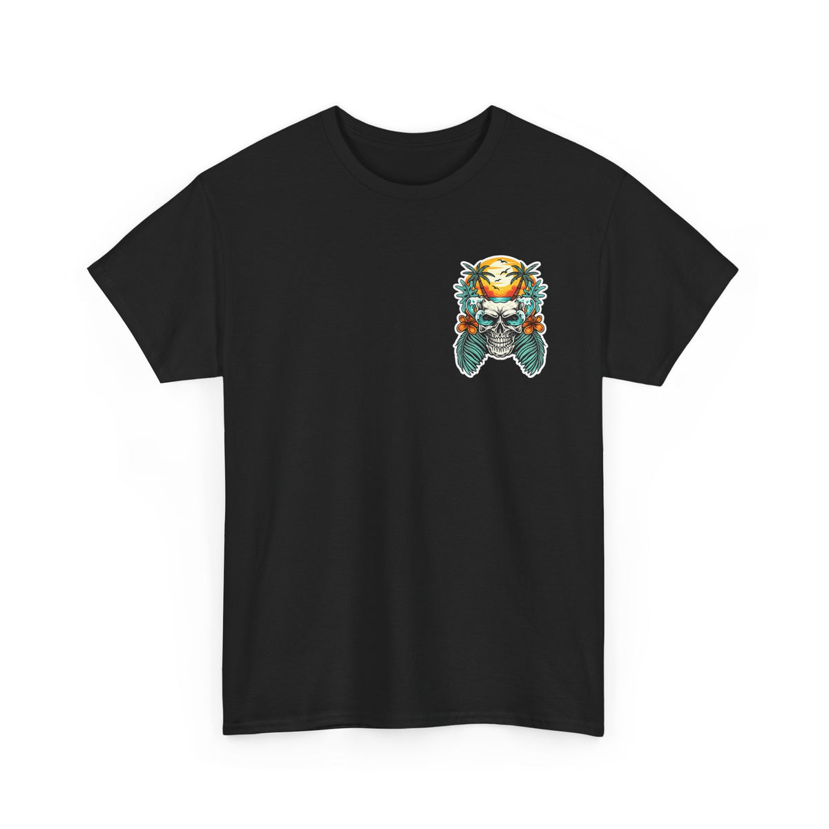 Tropical Skull Tee — Sunset Palm Beach Skull T-Shirt