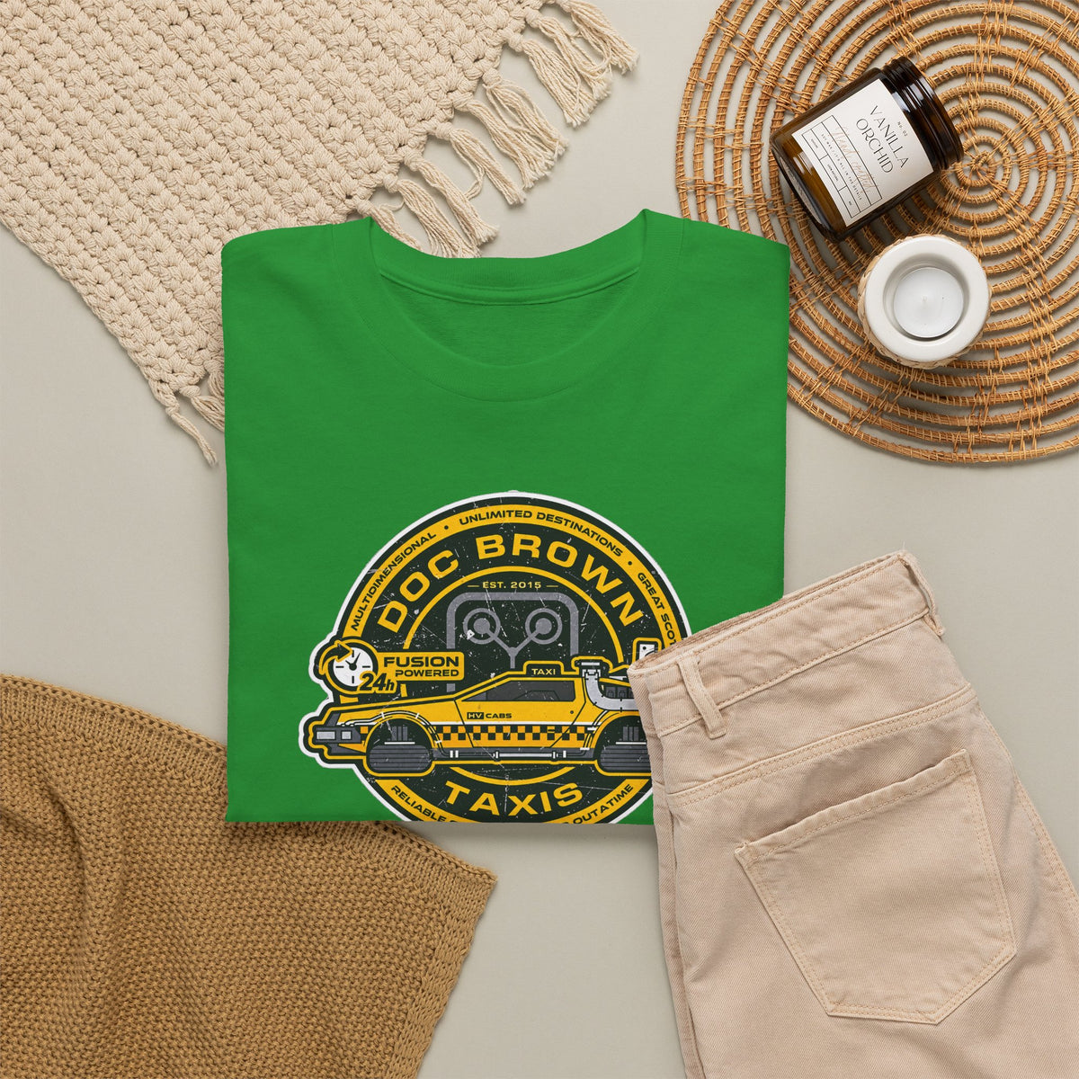 Vintage Taxi Badge T-Shirt — 'Doc Brown Taxis' Retro Cab Logo Tee