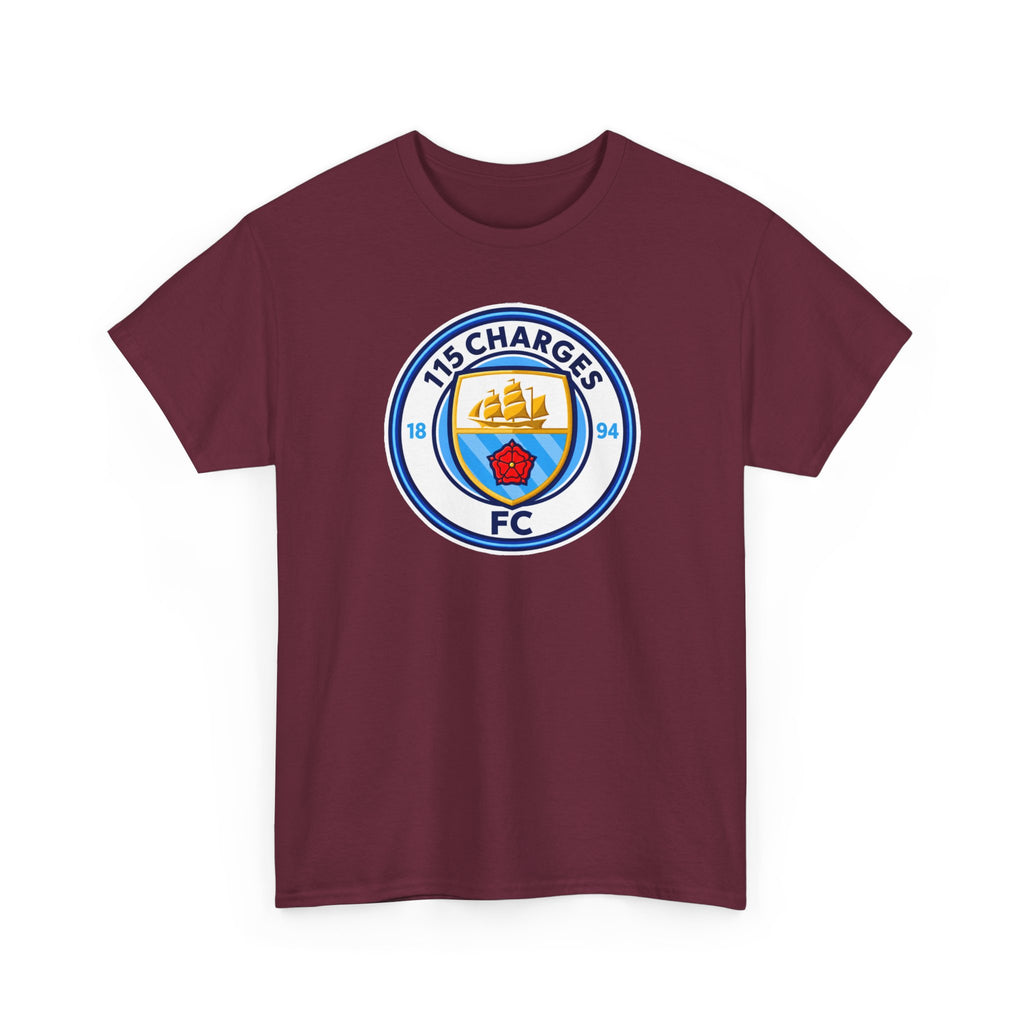 115 Charges FC Crest Cotton Tee — Vintage Blue Club Logo T-Shirt