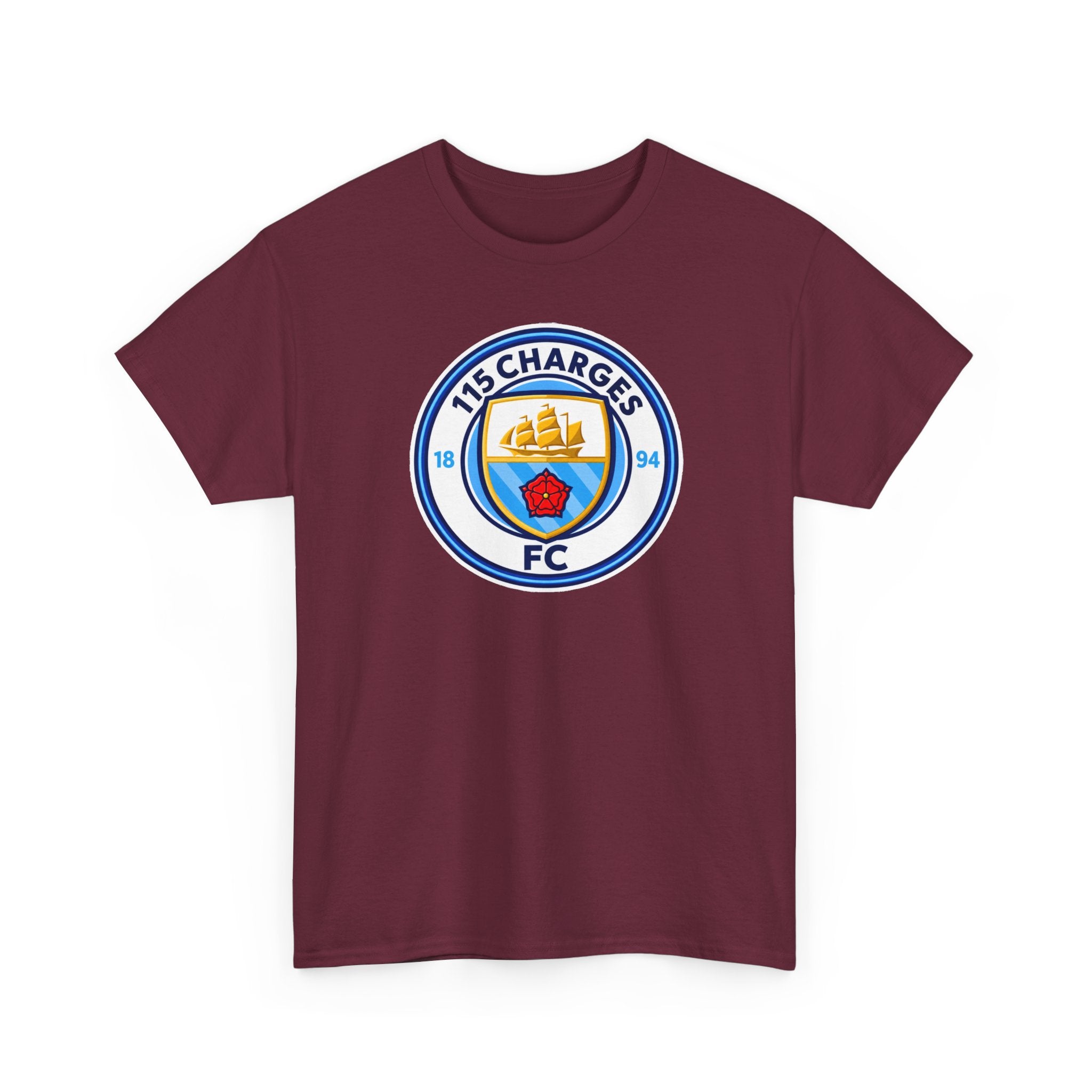115 Charges FC Crest Cotton Tee — Vintage Blue Club Logo T-Shirt